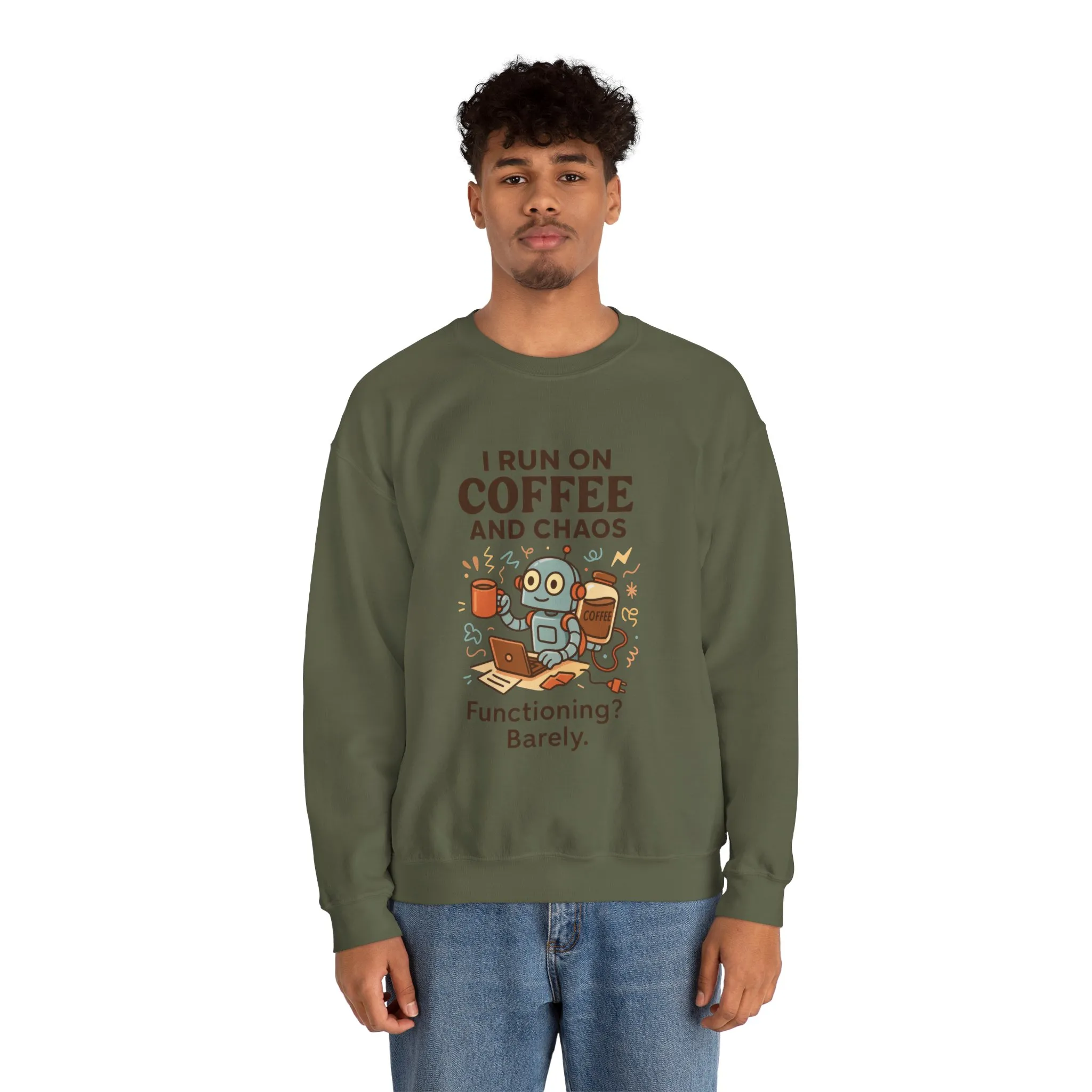 Coffee and Chaos Crewneck Sweatshirt, Funny Sweatshirt for Coffee Lovers, Unisex Gift, Cozy Everyday Wear, Ideal for Holidays - Image 38