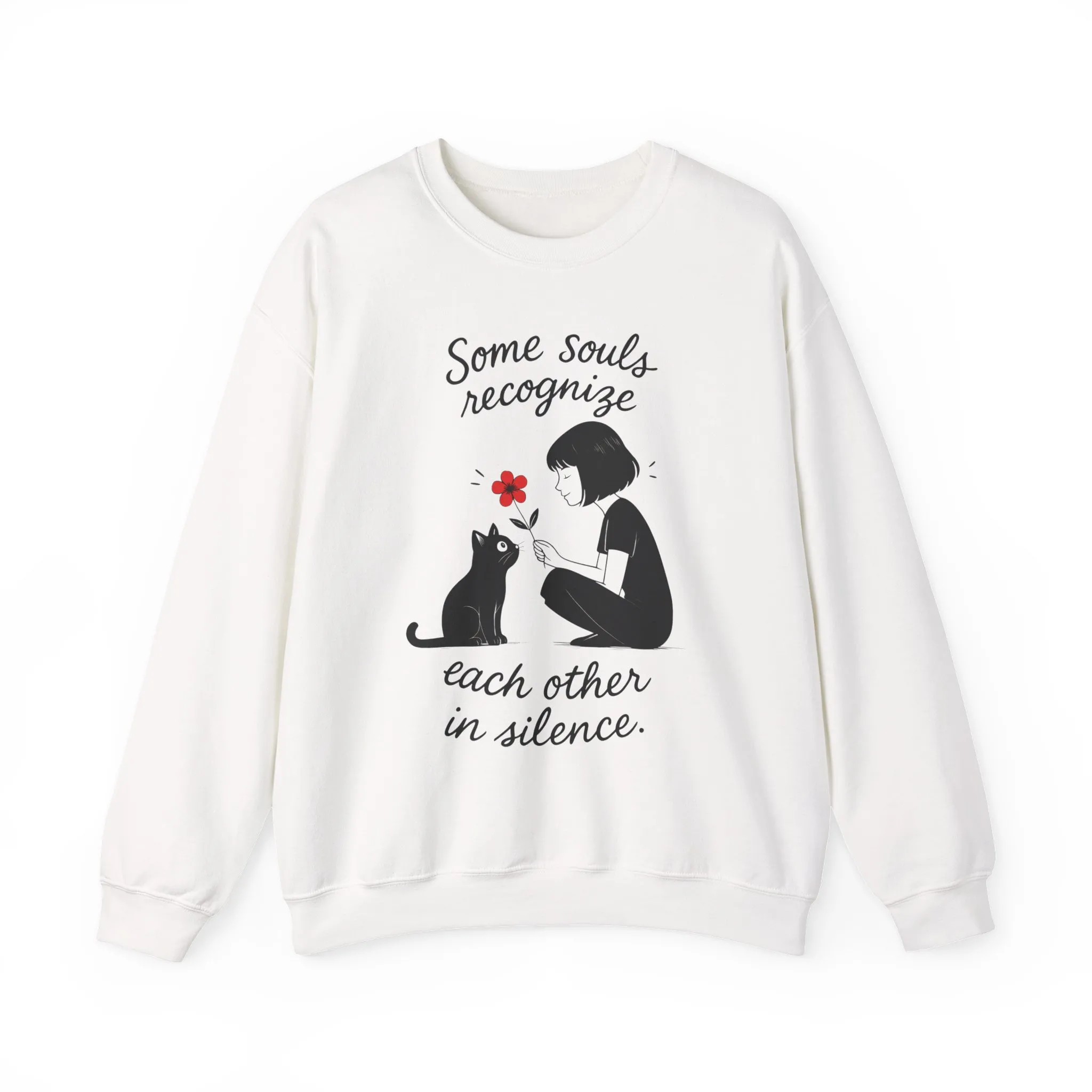 Soulful Cat and Human Crewneck Sweatshirt, Cozy Gift for Cat Lovers, Womens Sweatshirt, Animal Lover Apparel, Thoughtful Gift Idea - Image 4