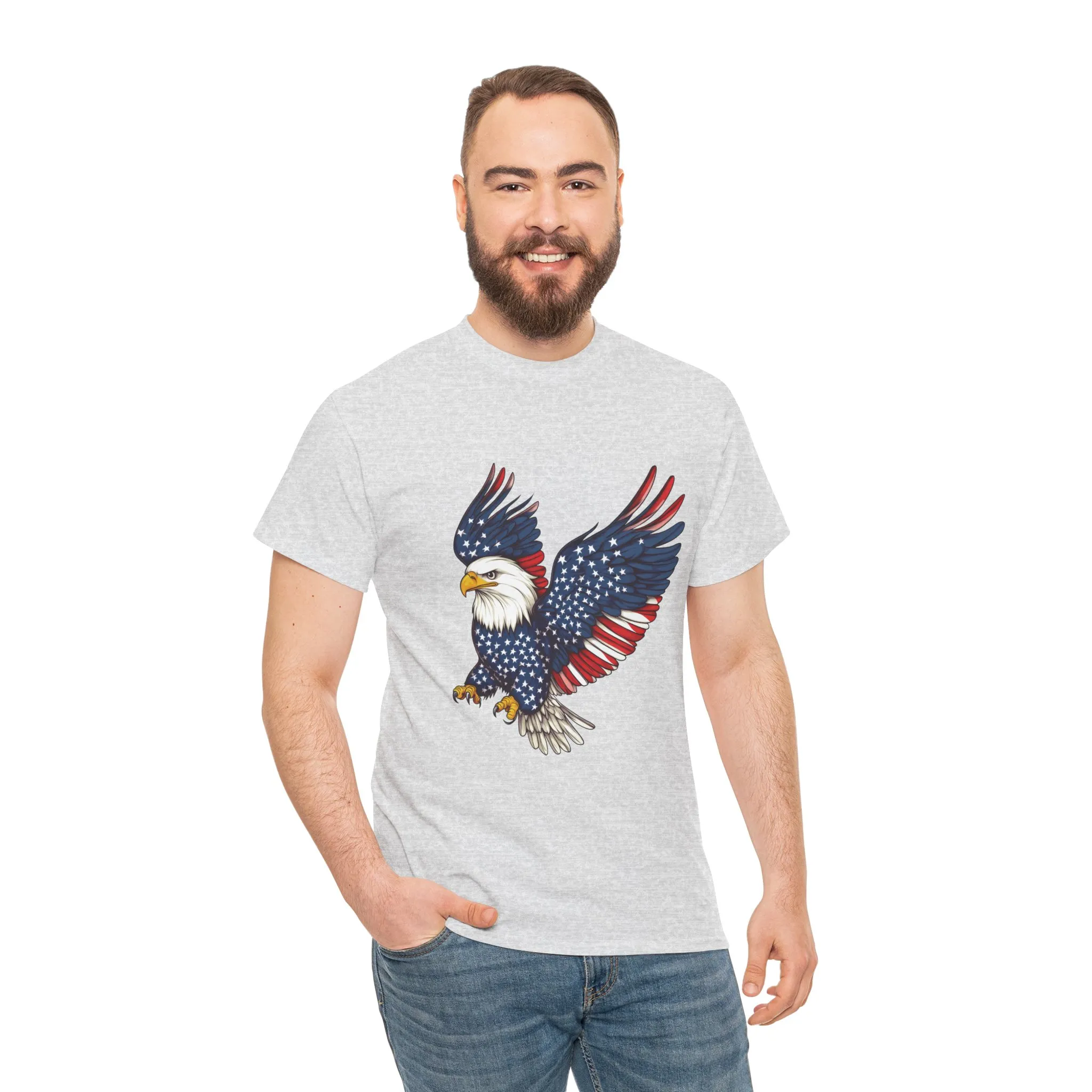 Patriotic Eagle Tee, Unisex Heavy Cotton T-Shirt for Independence Day, Memorial Day, Veterans Day, Gift for Nature Lovers, Casual Wear - Image 8
