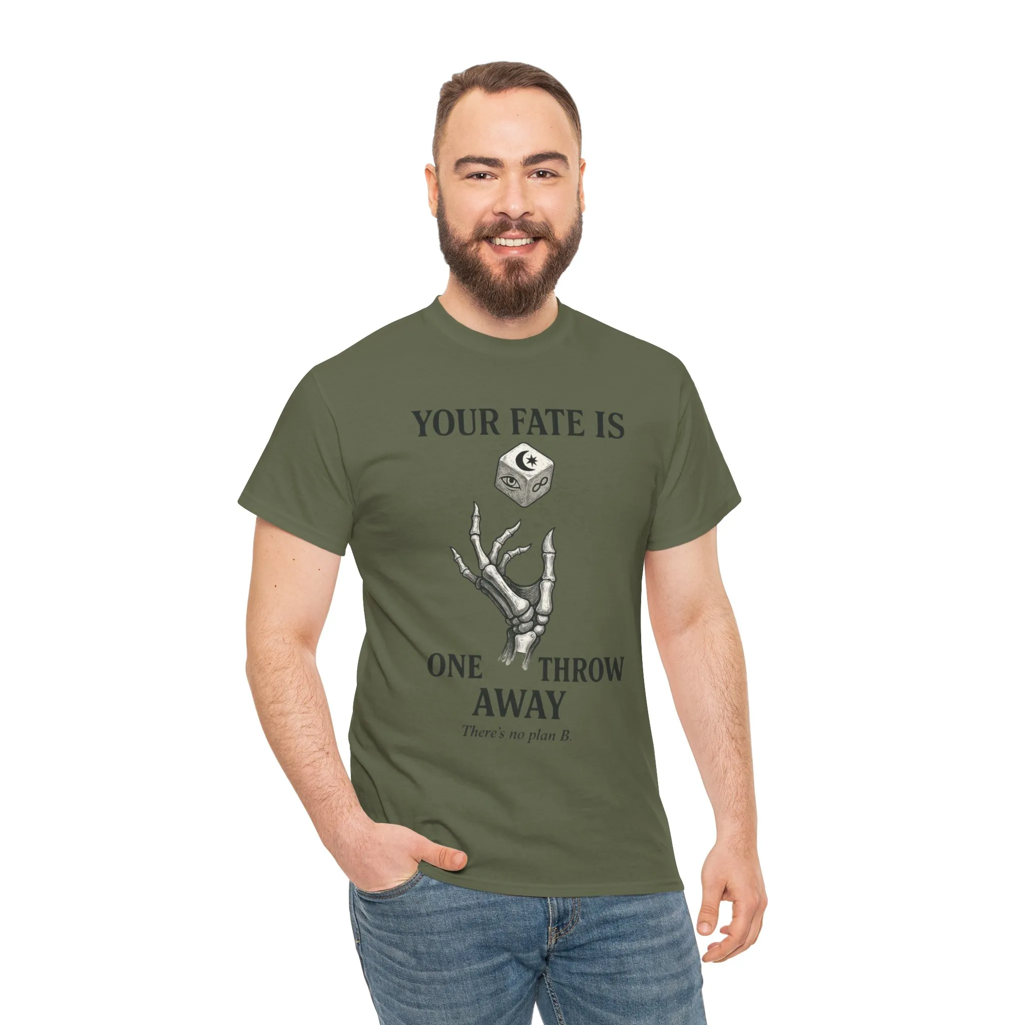 Your Fate Mens Heavy Cotton Tee, Skeleton Dice Graphic T-Shirt, Trendy Gift for Gamers, Gambling Tee, Unique Quote Apparel - Image 32