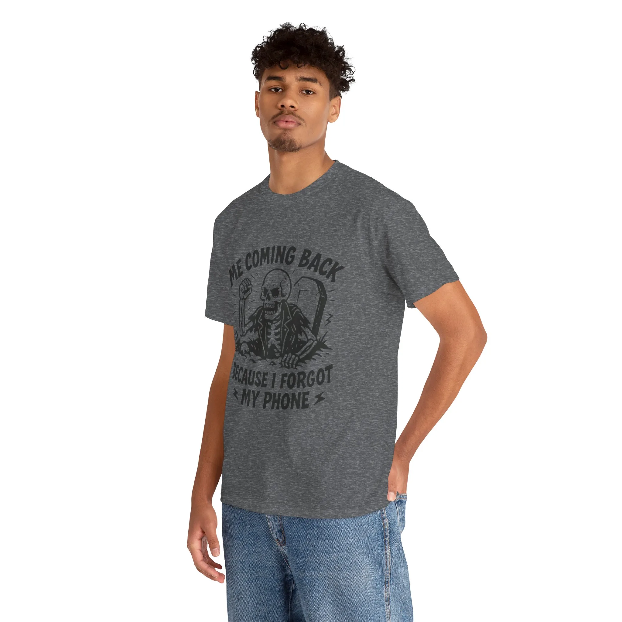 Forgot My Phone T-Shirt, Funny Skeleton Coming Back From Grave Tee, Dark Humor Shirt for Men, Humor Tee, funny skull shirt - Image 18