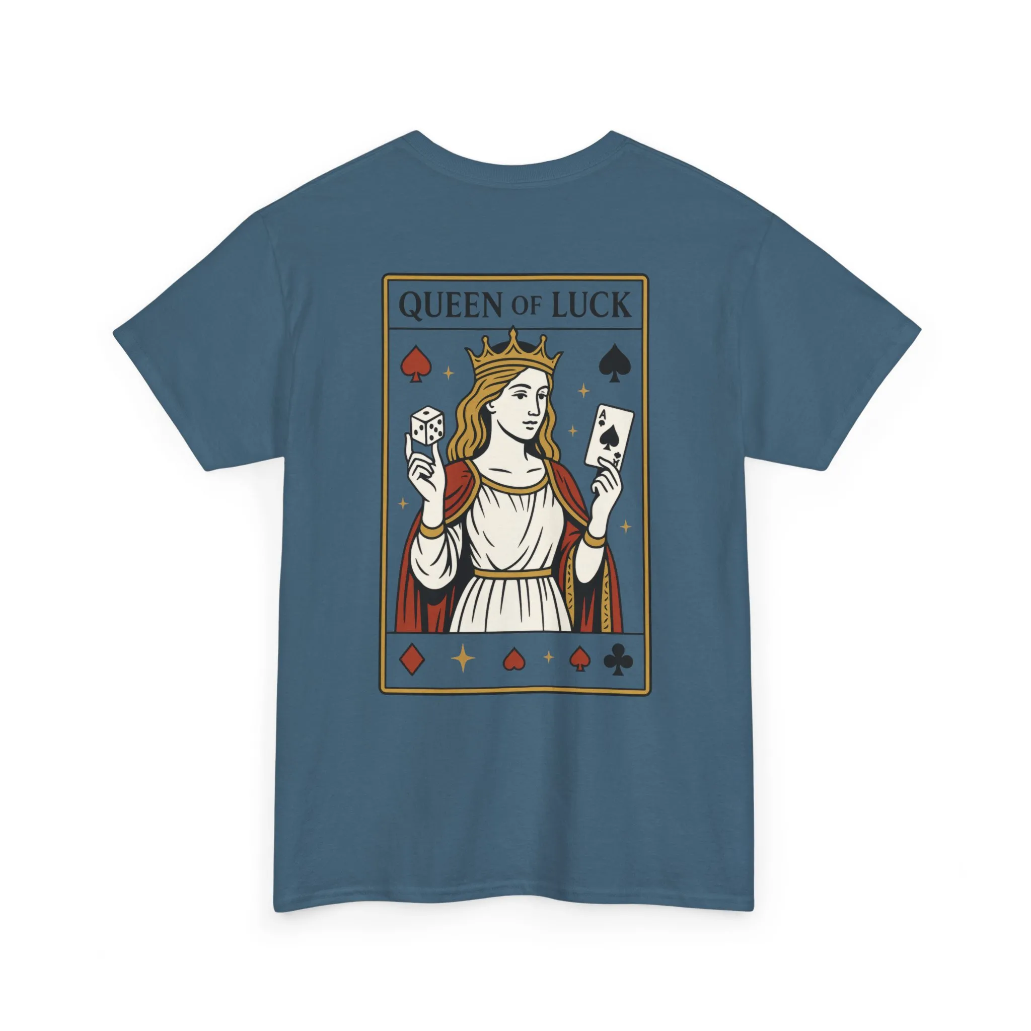 Front & Back Print unisex T-Shirt, Roll the Dice Tee for Men, Vintage Gambling Shirt, Casino Gift, Poker Gift, Card Games Gift, Queen of Luck - Image 15