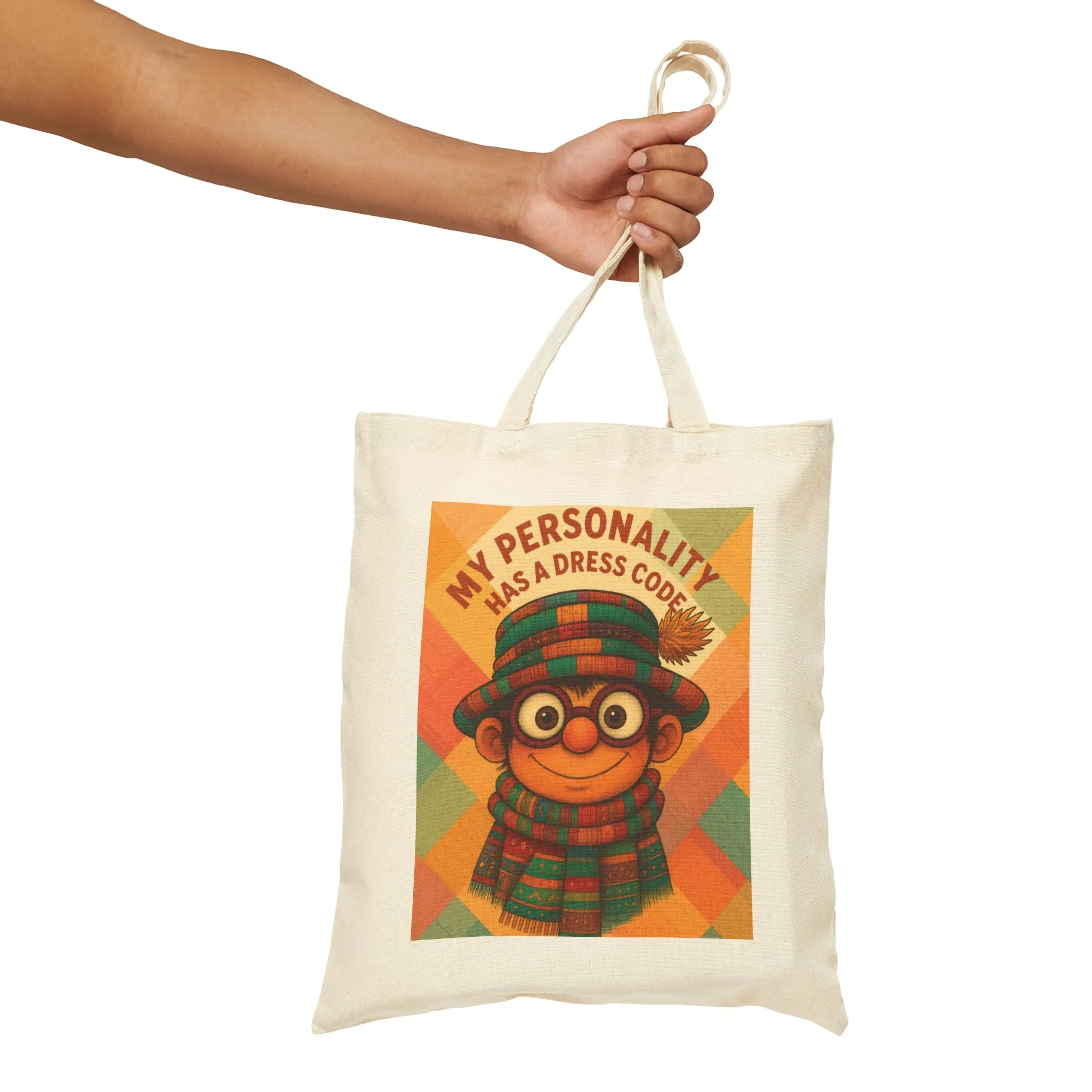 My Personality Has a Dress Code Tote Bag, Colorful Boho Character Cotton Canvas Bag, Funny Quote Gift, Quirky Fashion Illustration Shopper - Image 4