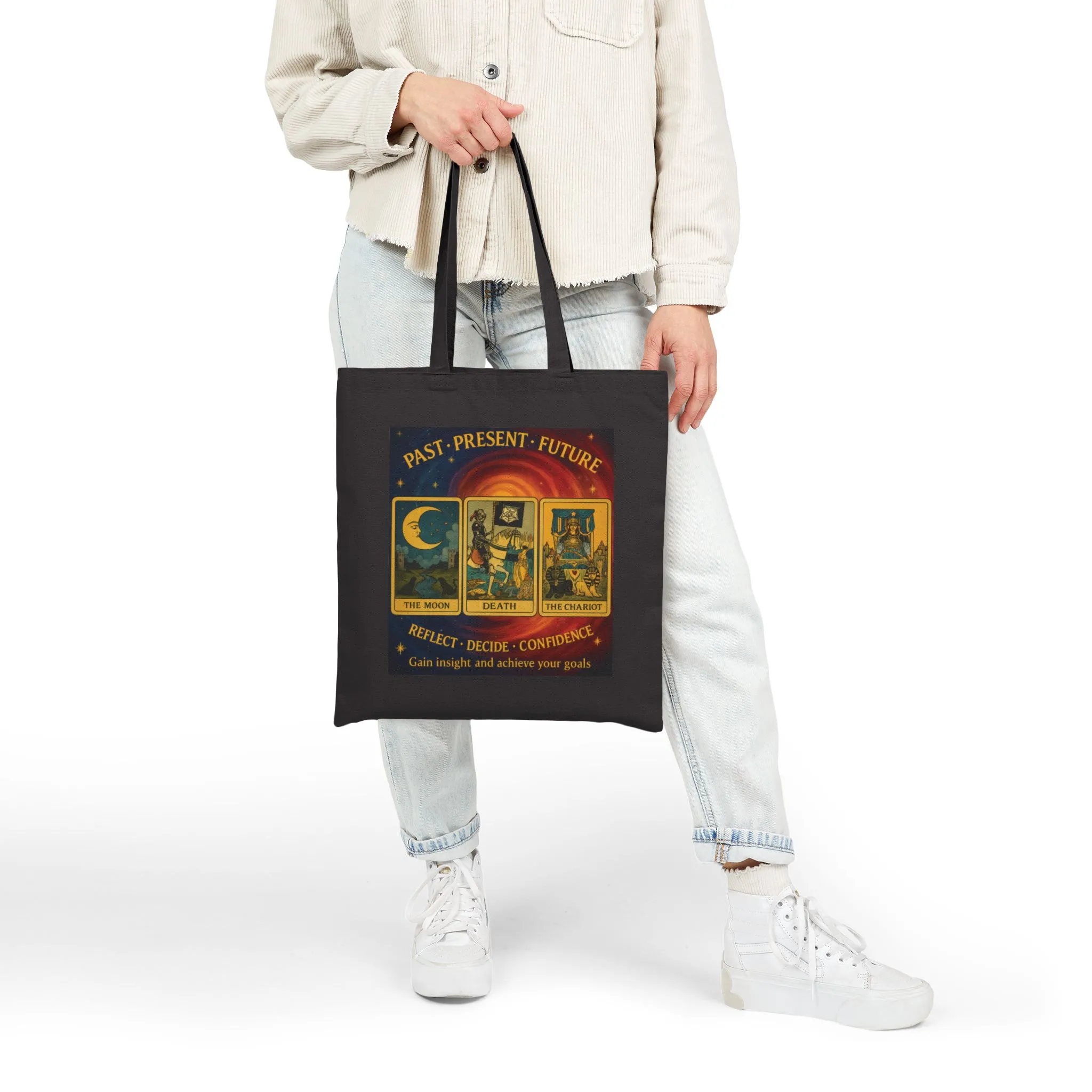 Past Present Future Tarot Tote Bag,Spiritual Gift for Tarot Lovers, Spiritual Gifts, Mystical Tarot Tote Bag, Unique Canvas Bag - Image 9