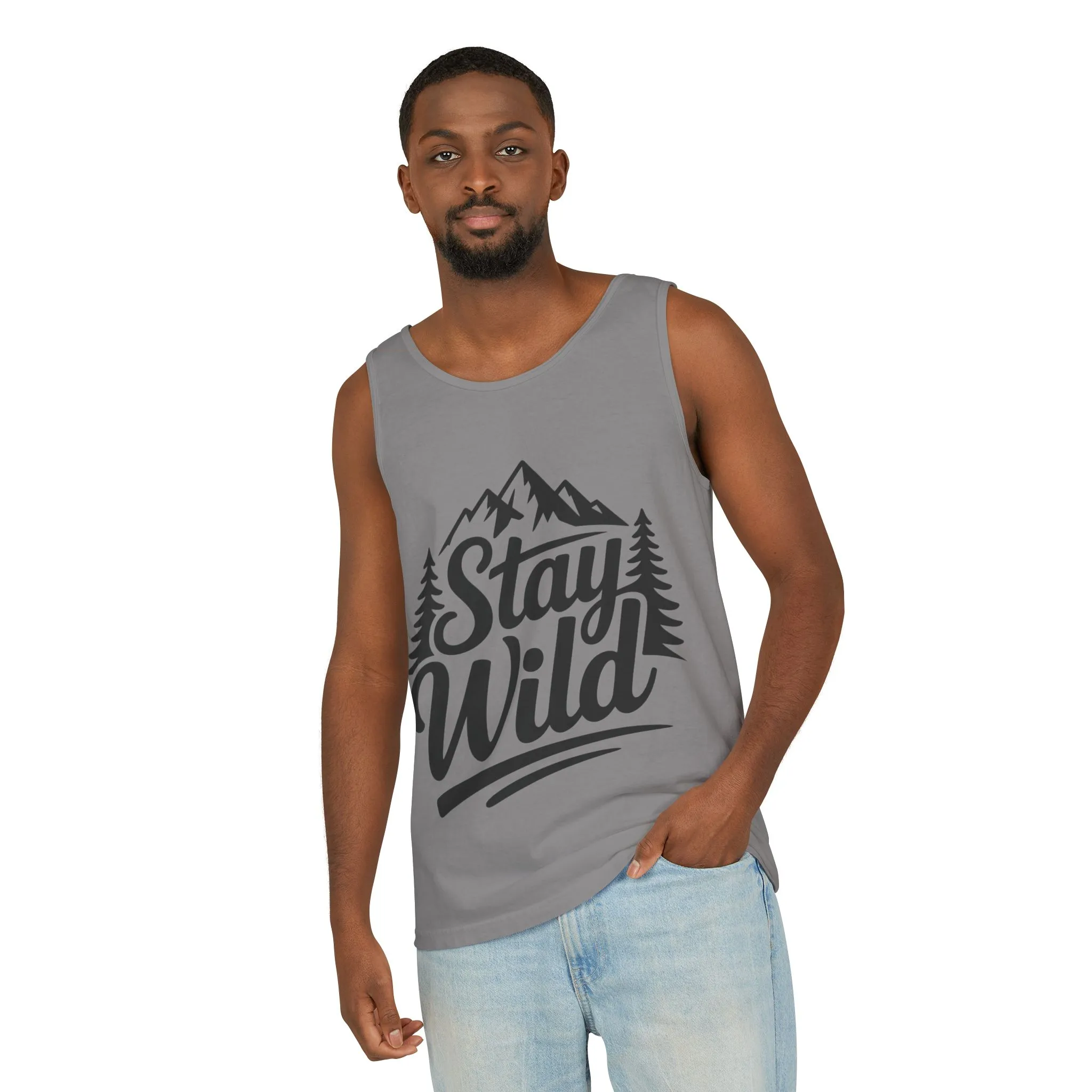 Stay Wild Garment-Dyed Mens Tank Top, Boho Summer Top, Adventure Shirt, Nature Lover Apparel, Gift for Hikers, Outdoor Clothing - Image 32