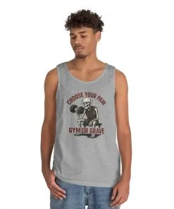 Choose Your Pain Gym Tank Top, Funny Skeleton Workout Tee, Dark Gym Humor Gift, Halloween Gym Shirt, Motivational Tees, Dark Fitness Humor