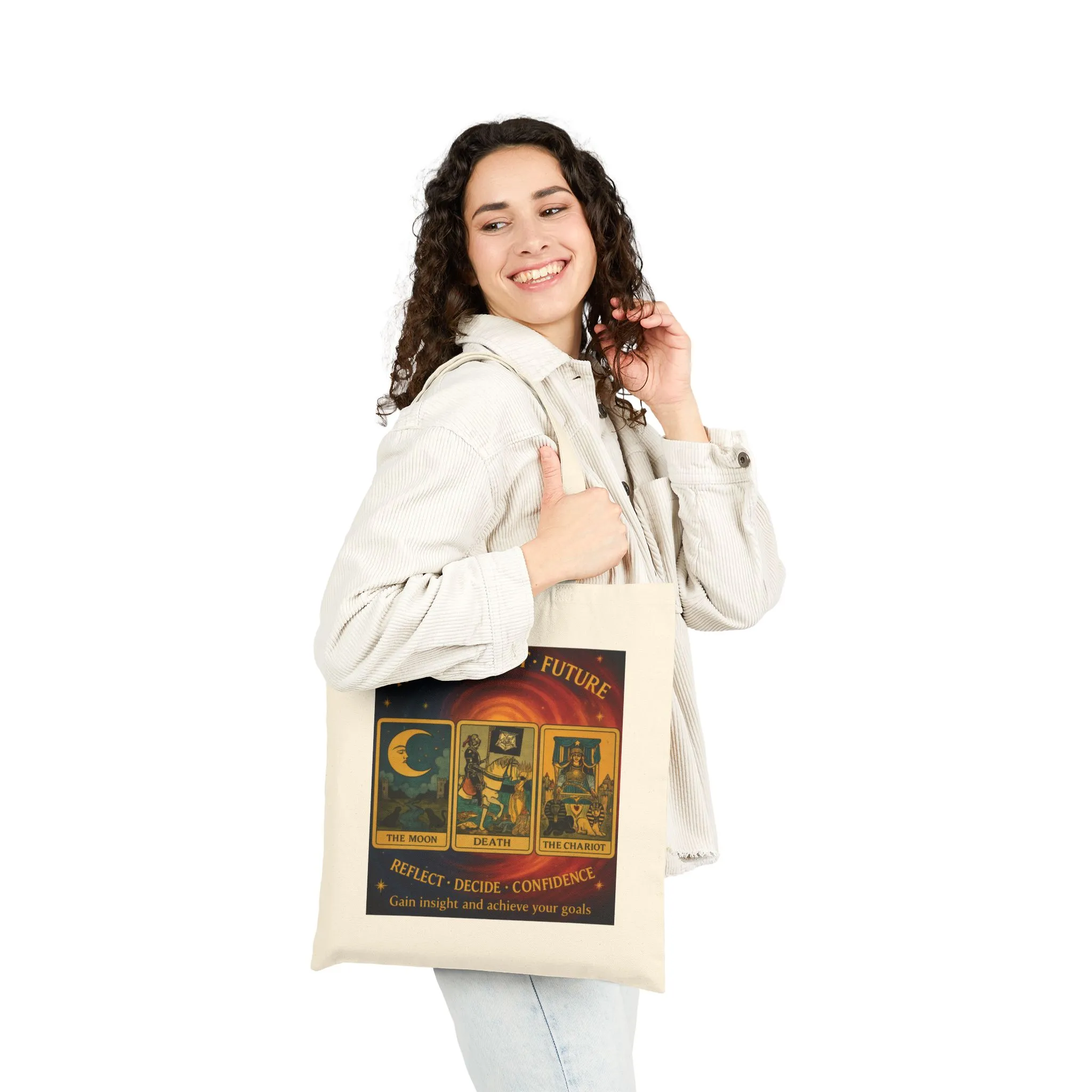 Past Present Future Tarot Tote Bag,Spiritual Gift for Tarot Lovers, Spiritual Gifts, Mystical Tarot Tote Bag, Unique Canvas Bag - Image 2