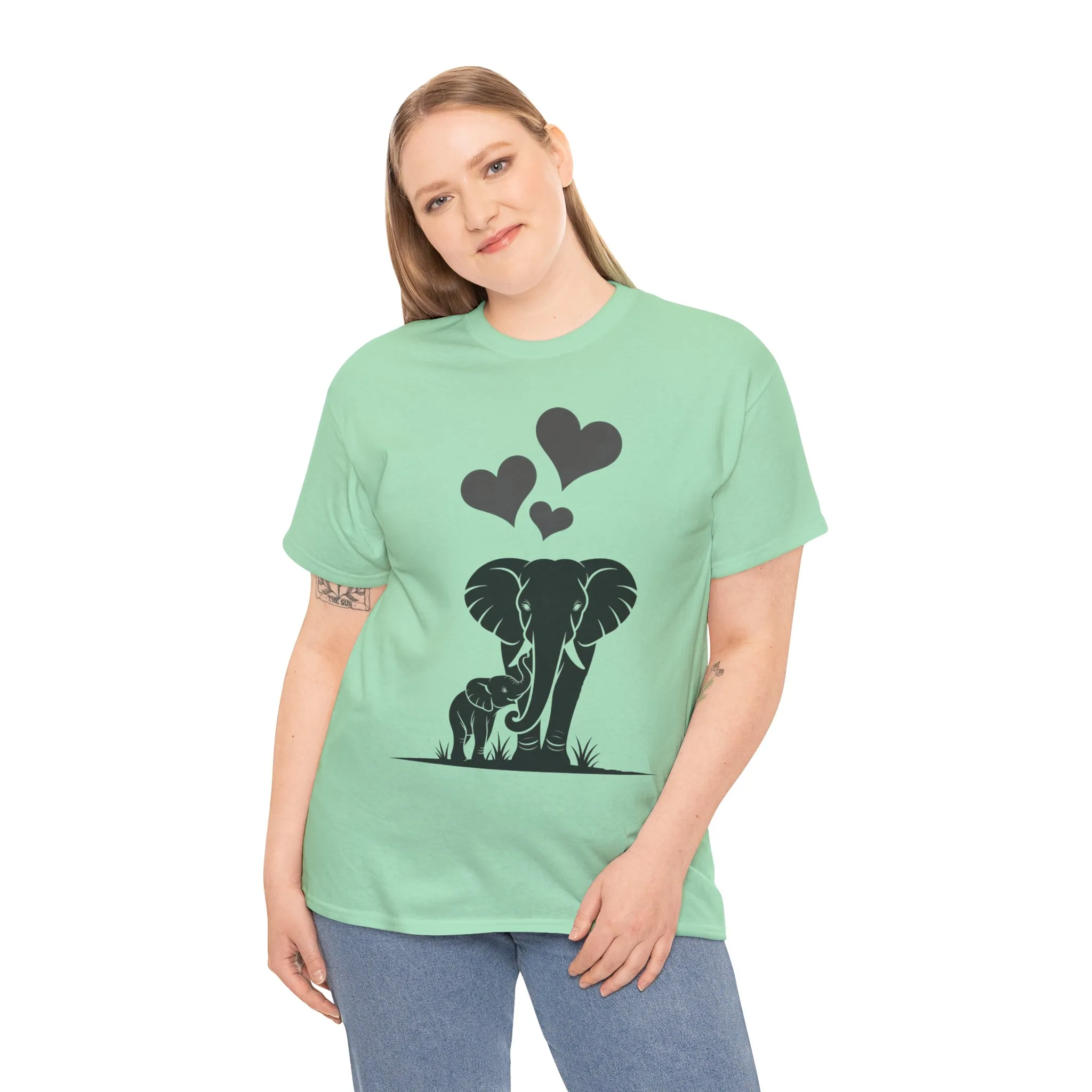Elephant Mom and Baby T-Shirt, Elephant Love Cotton Tee, Cute Animal Shirt, Animal Lover Gift, Cute Minimalist Elephant Design - Image 36