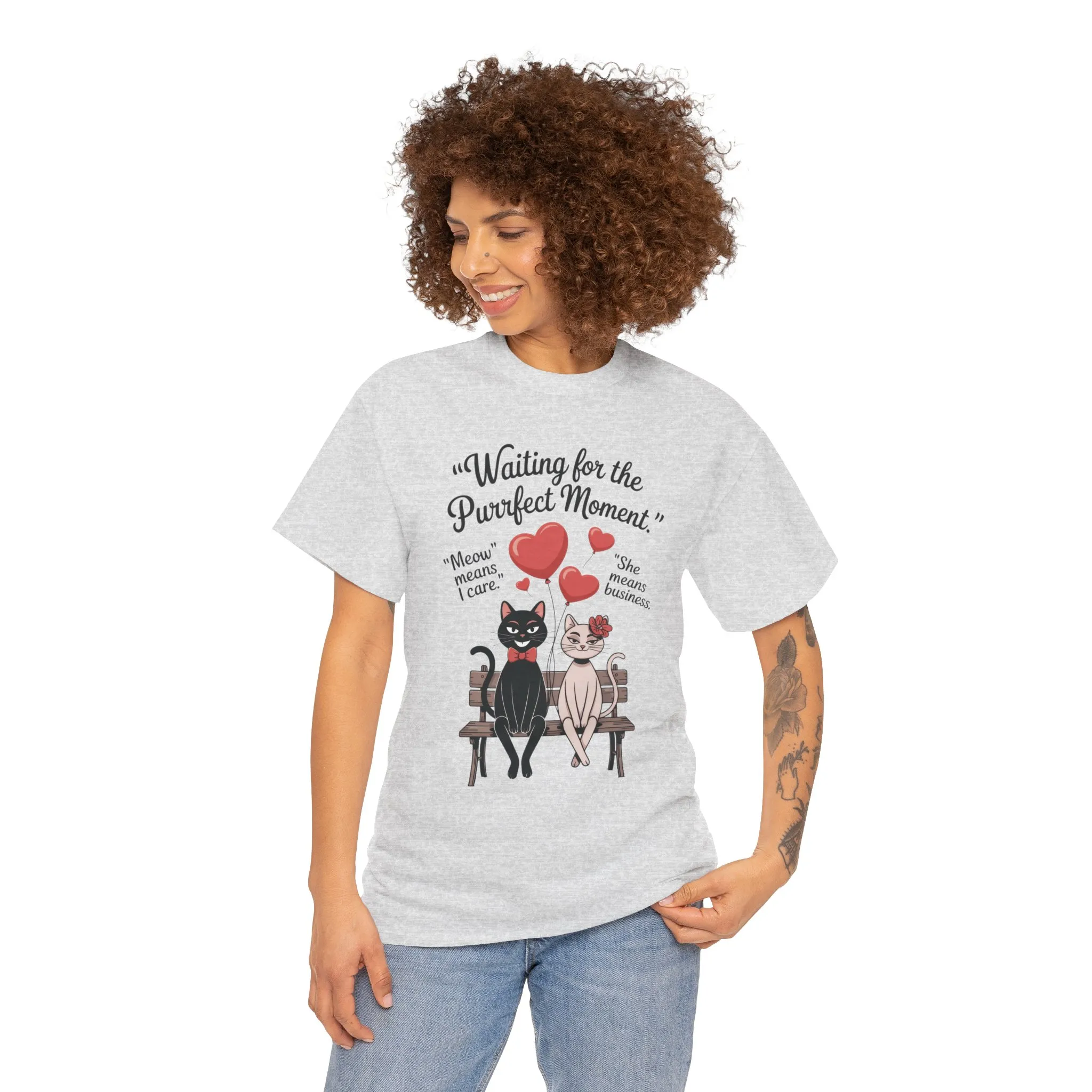 Cute Cat Lovers Tee, Unisex Heavy Cotton Tee for Pet Owners, Funny Cat Shirt, Gift for Cat Lovers, Casual T-Shirt, Animal Art Tee - Image 32
