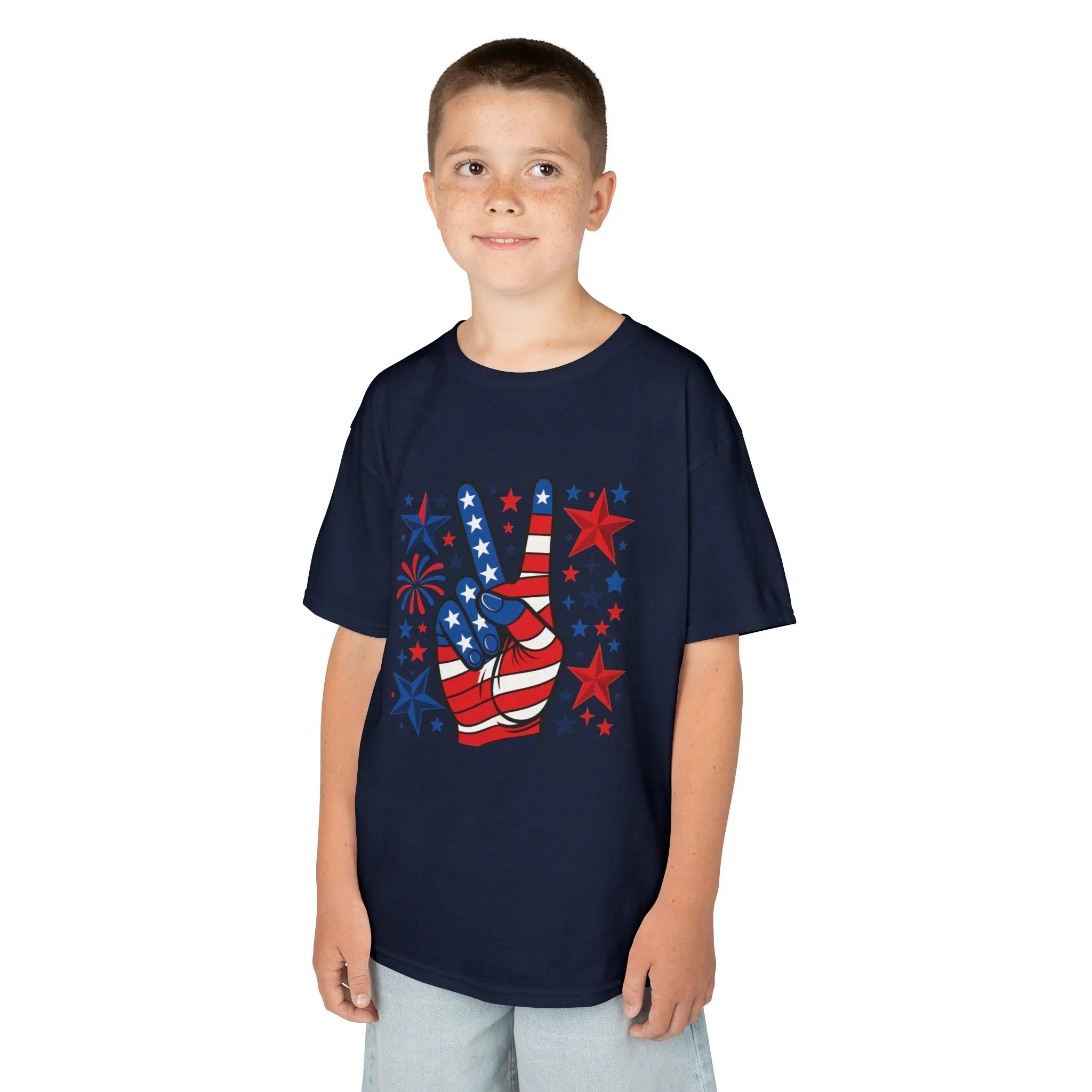Kids Peace Sign Tee, Patriotic Children's T-Shirt, Americana Style Tee, July 4th Outfit, Independence Day Gift, Star-Spangled Shirt - Image 27