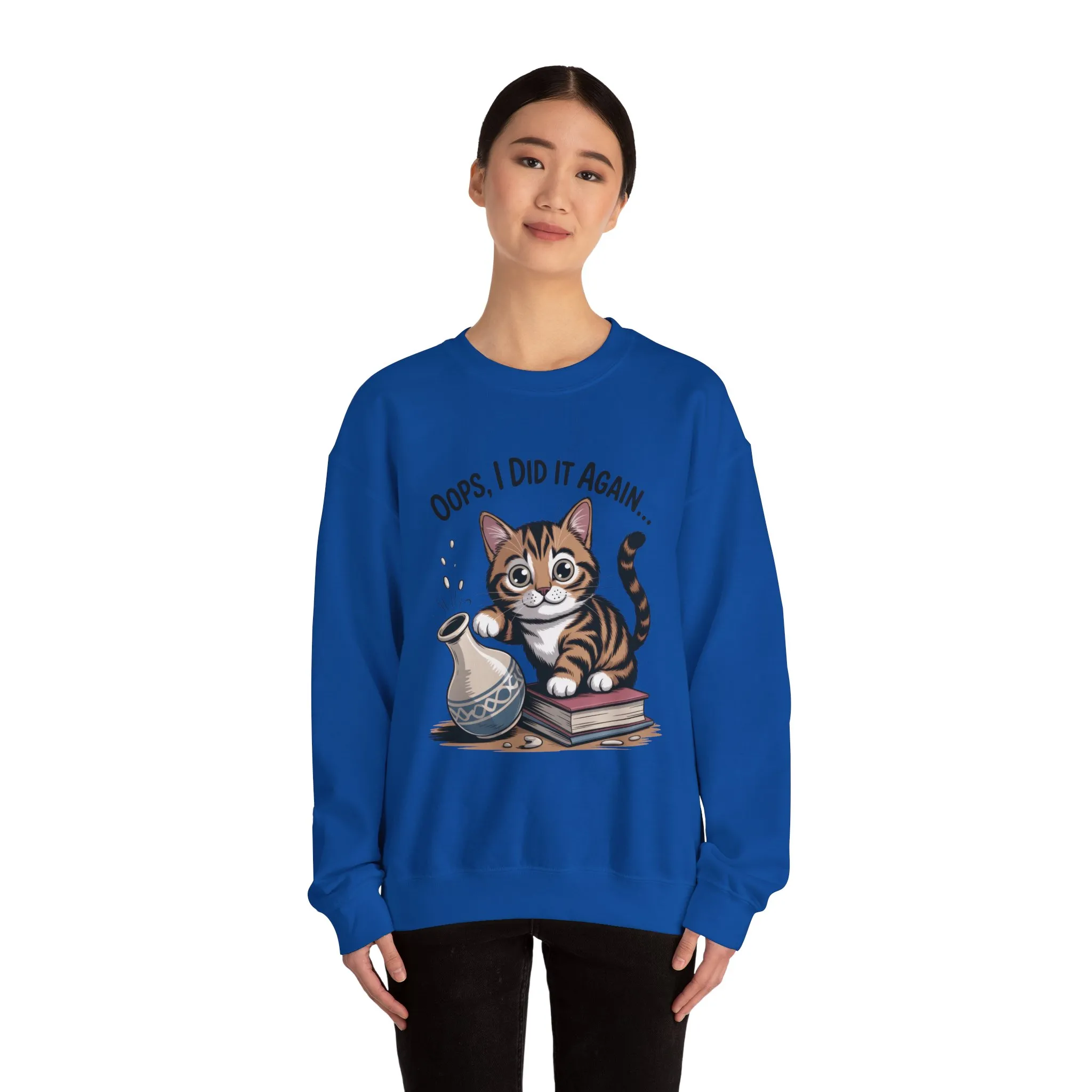 Cute Cat Oops! I Did It Again Sweatshirt, Funny Pet Lover Gift, Cozy Crewneck for Cat Moms, Purrfect for Birthdays, Casual Wear - Image 20