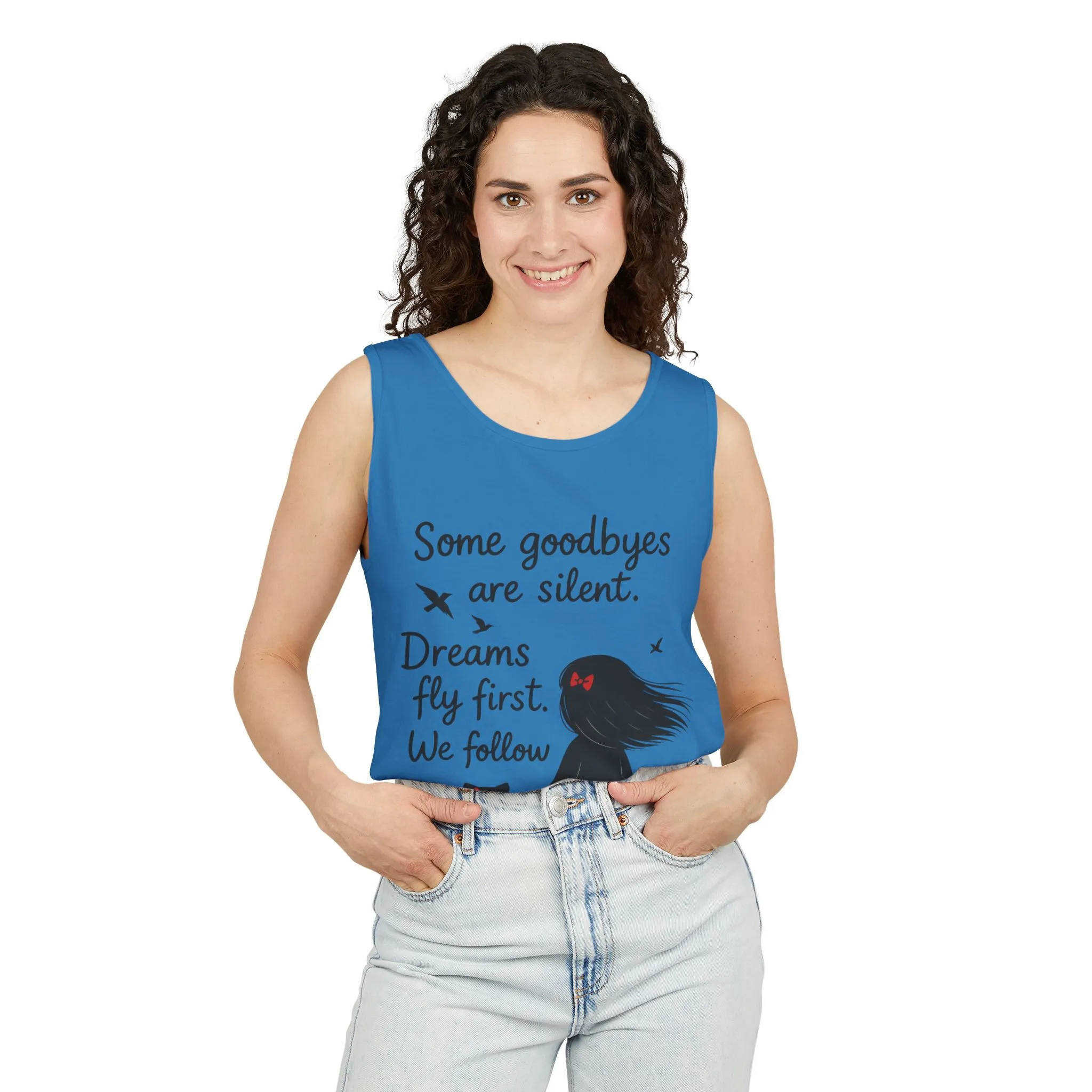 Minimalist Tank Top, Womens Tank, Girl & Cat Art Print, Emotional Lightweight Summer Shirt, Inspirational Apparel, Cat Lover Gift - Image 20