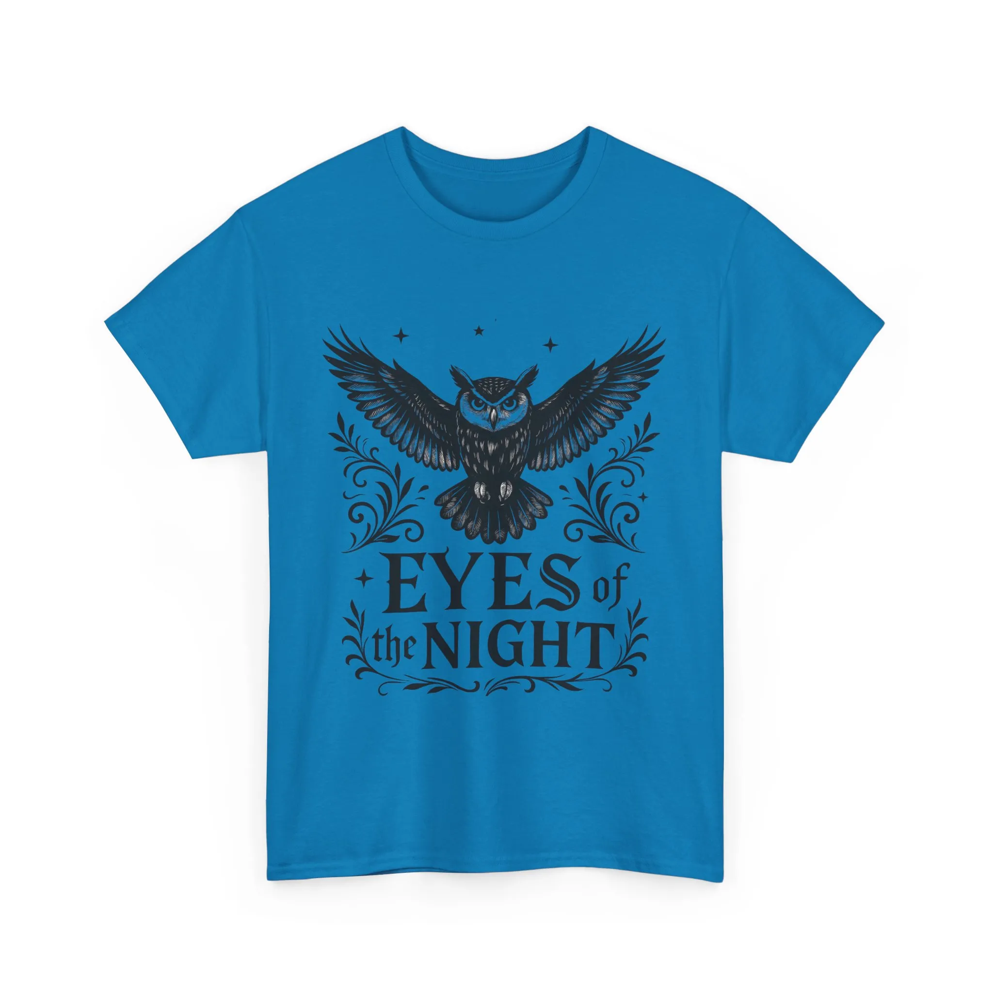 Cool Owl Graphic Unisex Heavy Cotton Tee, Flying Owl Art T-Shirt, Animal Print Tee, Gothic Bird Graphic Tee, Mens Gothic Style Shirt - Image 25