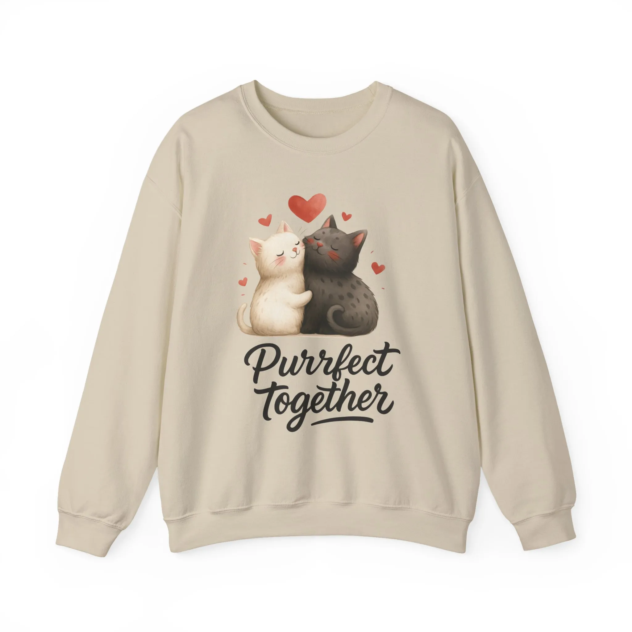 Cute Cat Couple Womens Sweatshirt, Purrfect Together Sweater, Gift for Cat Lovers, Cozy Crewneck for Valentine's Day, Animal Lover Apparel - Image 28