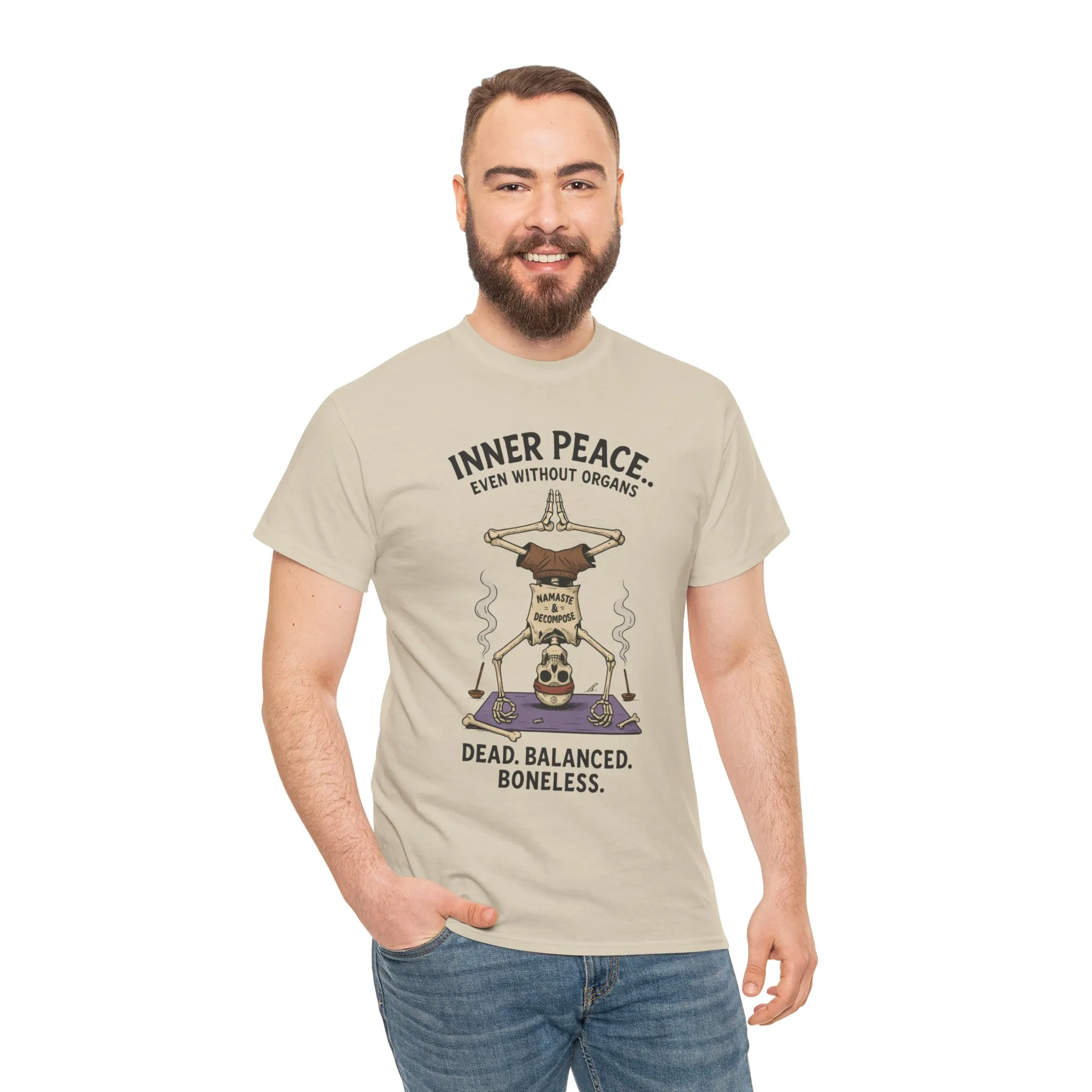 Inner Peace Skeleton Yoga Unisex Tee, Dark Humor Meditation Shirt, Gift for Mindfulness Lovers, Yoga Shirt, Peaceful Vibes - Image 6