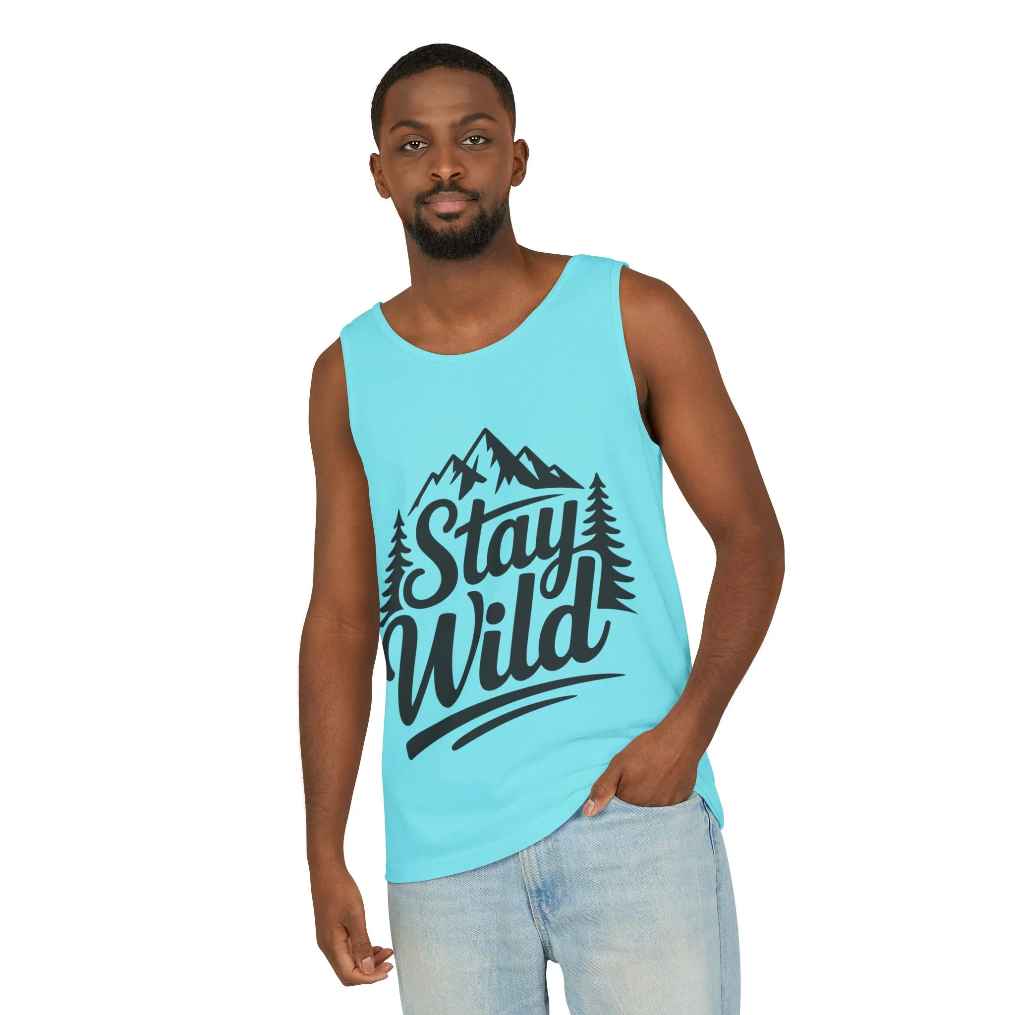 Stay Wild Garment-Dyed Mens Tank Top, Boho Summer Top, Adventure Shirt, Nature Lover Apparel, Gift for Hikers, Outdoor Clothing - Image 38