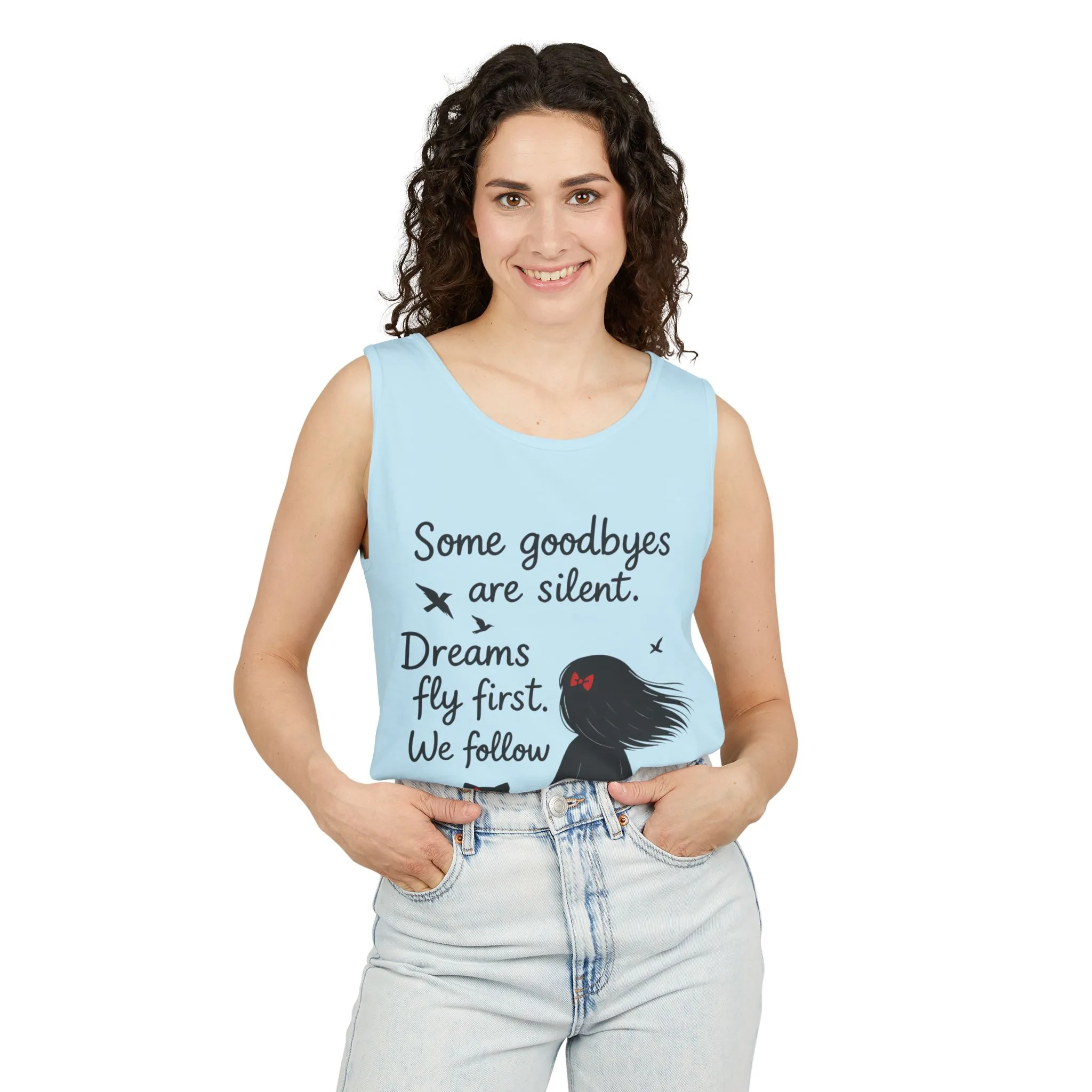 Minimalist Tank Top, Womens Tank, Girl & Cat Art Print, Emotional Lightweight Summer Shirt, Inspirational Apparel, Cat Lover Gift - Image 41