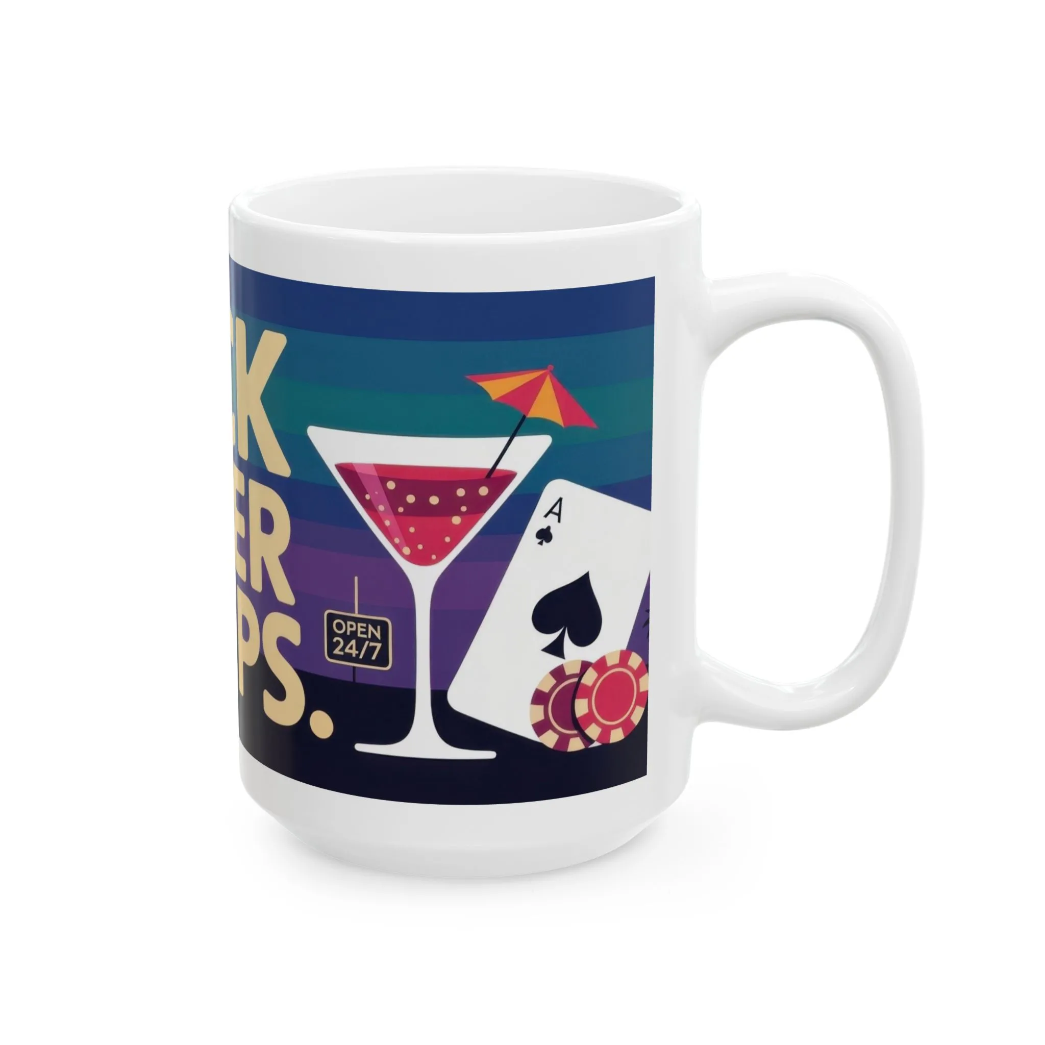 LUCK NEVER SLEEPS Mug, Retro Vegas Slot Machine Coffee Cup, Casino Gift, Gambling Lover Gift Idea, Perfect for Gamers, Poker Nights - Image 11