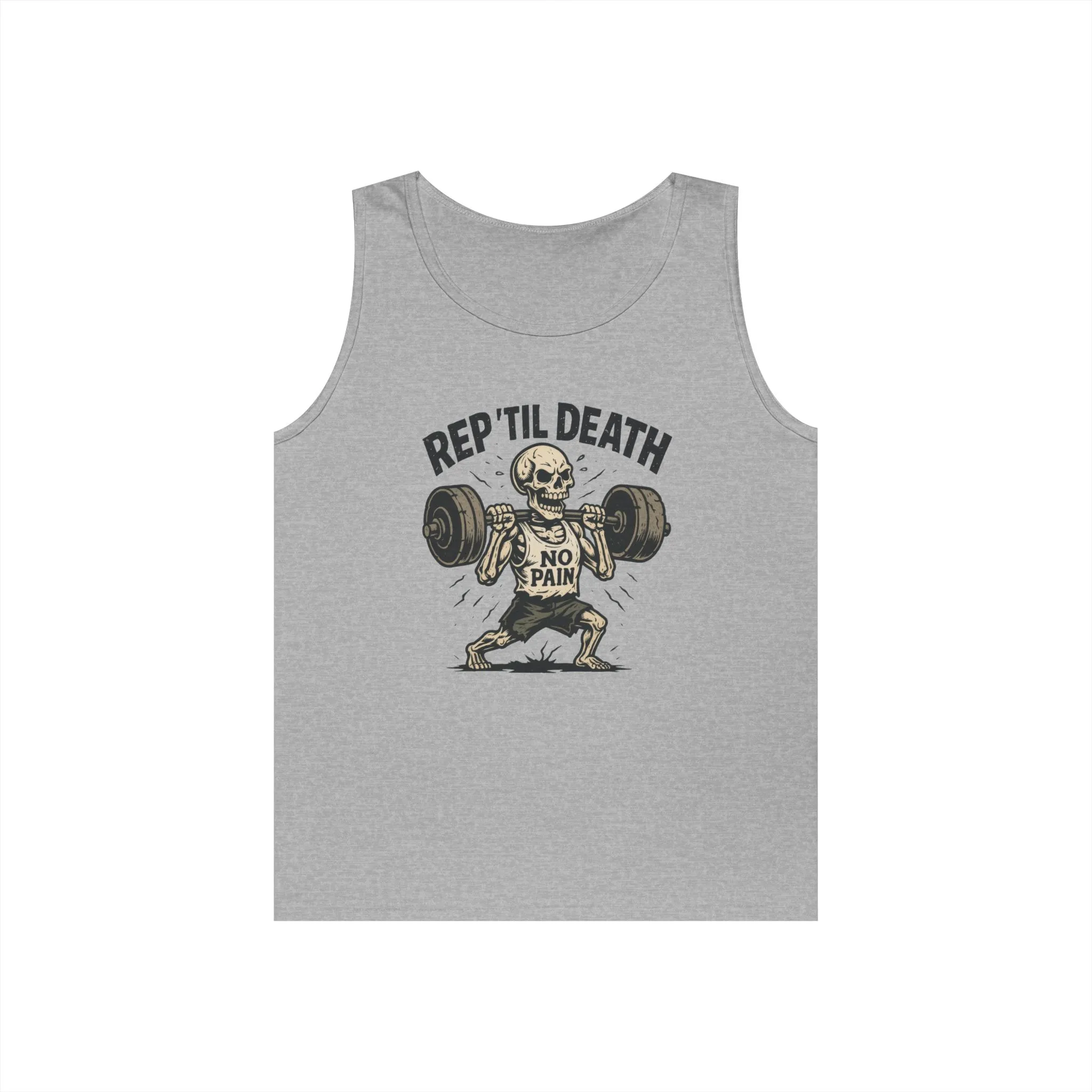 Men's Fitness Apparel Tank, No Pain Lifting Shirt, Skeleton Gym Workout Tee, Funny Hardcore Fitness, Gift for Fitness Enthusiasts - Image 2