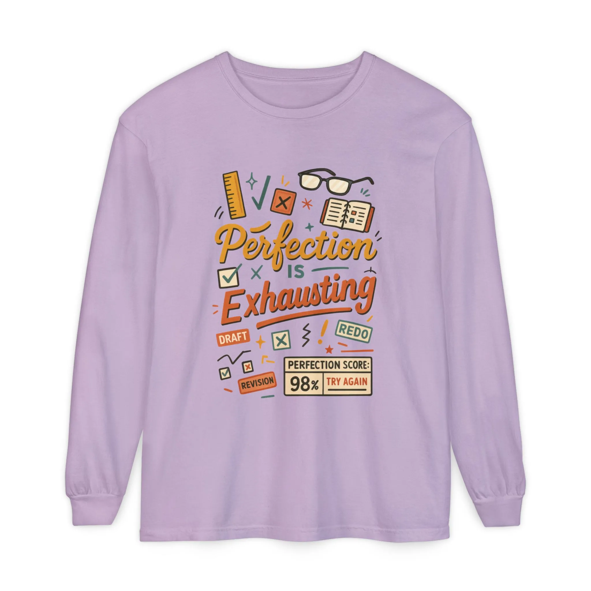 Stress Relief Long Sleeve Tee, Perfect for Perfectionists, Humorous Gift, Back-to-School, Gift for Graduates, Motivational Apparel - Image 21