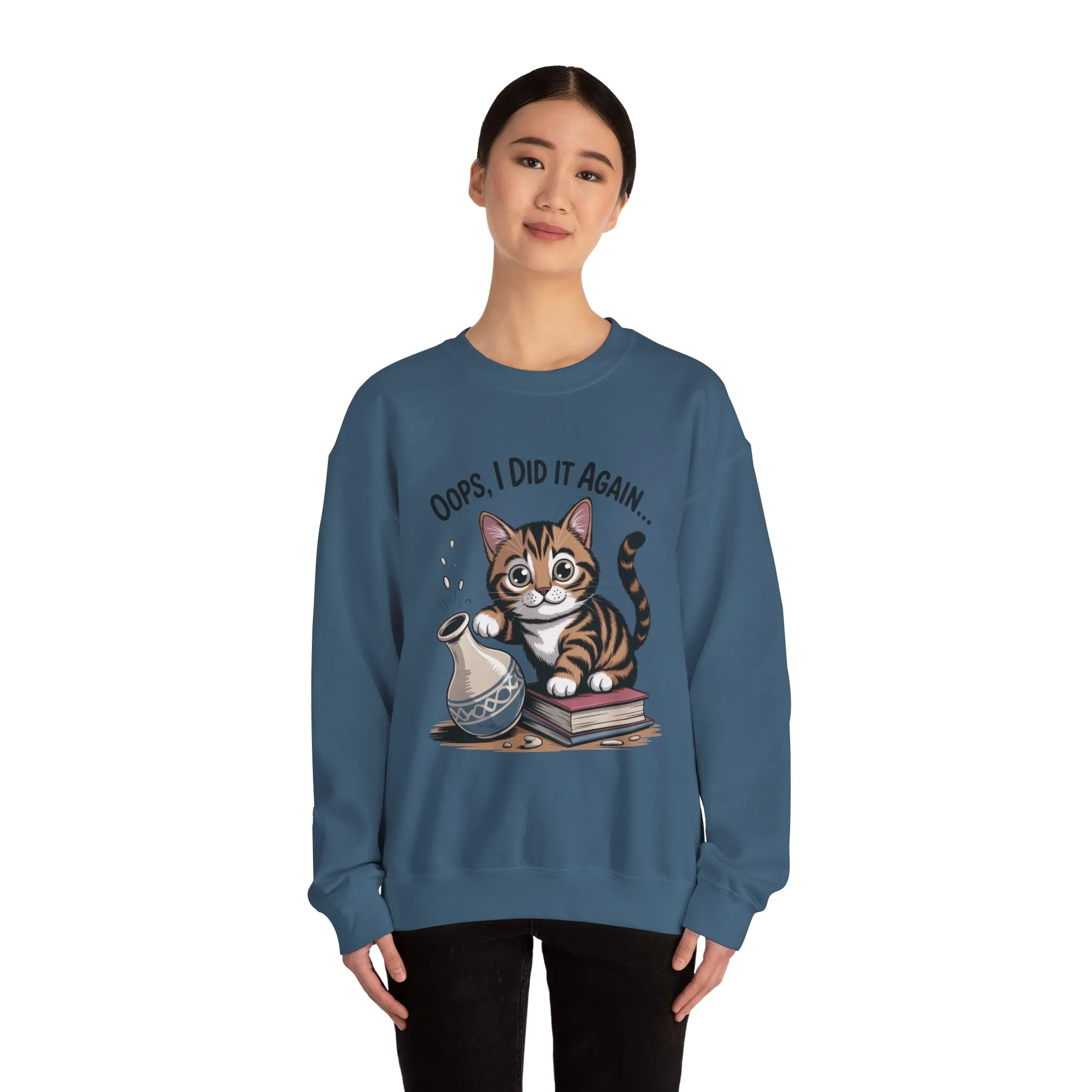 Cute Cat Oops! I Did It Again Sweatshirt, Funny Pet Lover Gift, Cozy Crewneck for Cat Moms, Purrfect for Birthdays, Casual Wear - Image 17