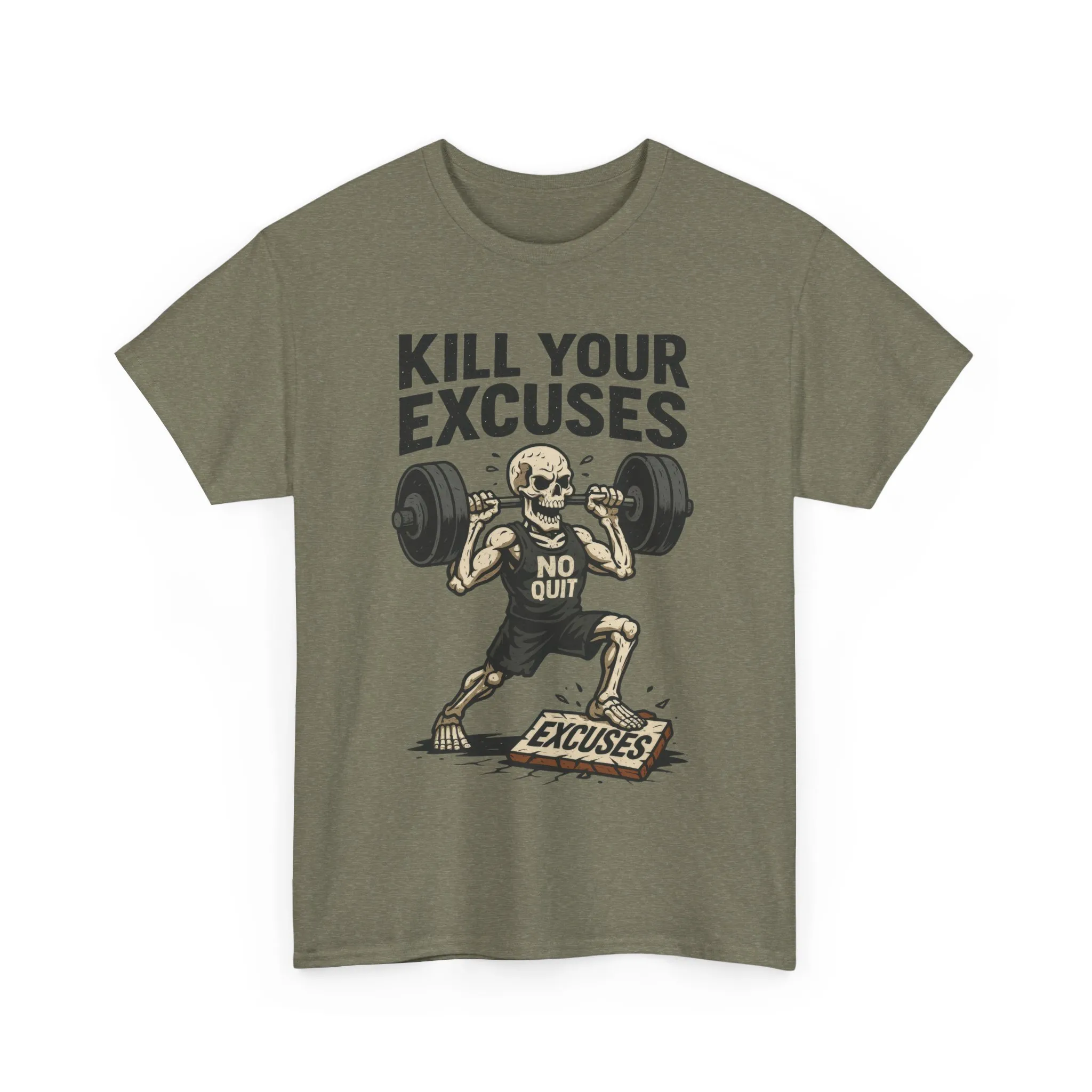 Kill Your Excuses Shirt, No Quit Skeleton Gym Tee for Men, Motivational Fitness T-Shirt, Workout Gift, Gym Apparel - Image 16