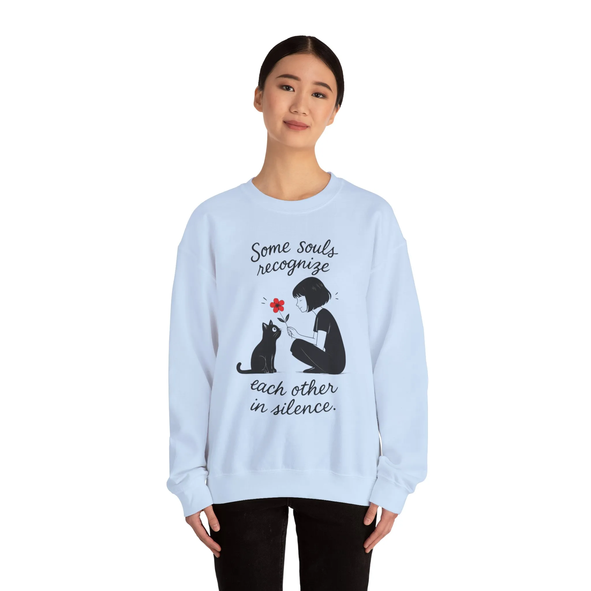 Soulful Cat and Human Crewneck Sweatshirt, Cozy Gift for Cat Lovers, Womens Sweatshirt, Animal Lover Apparel, Thoughtful Gift Idea - Image 20