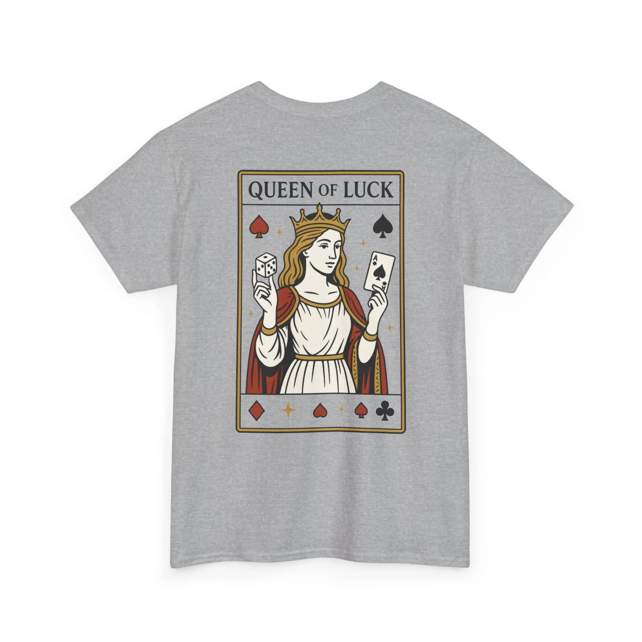 Front & Back Print unisex T-Shirt, Roll the Dice Tee for Men, Vintage Gambling Shirt, Casino Gift, Poker Gift, Card Games Gift, Queen of Luck - Image 7