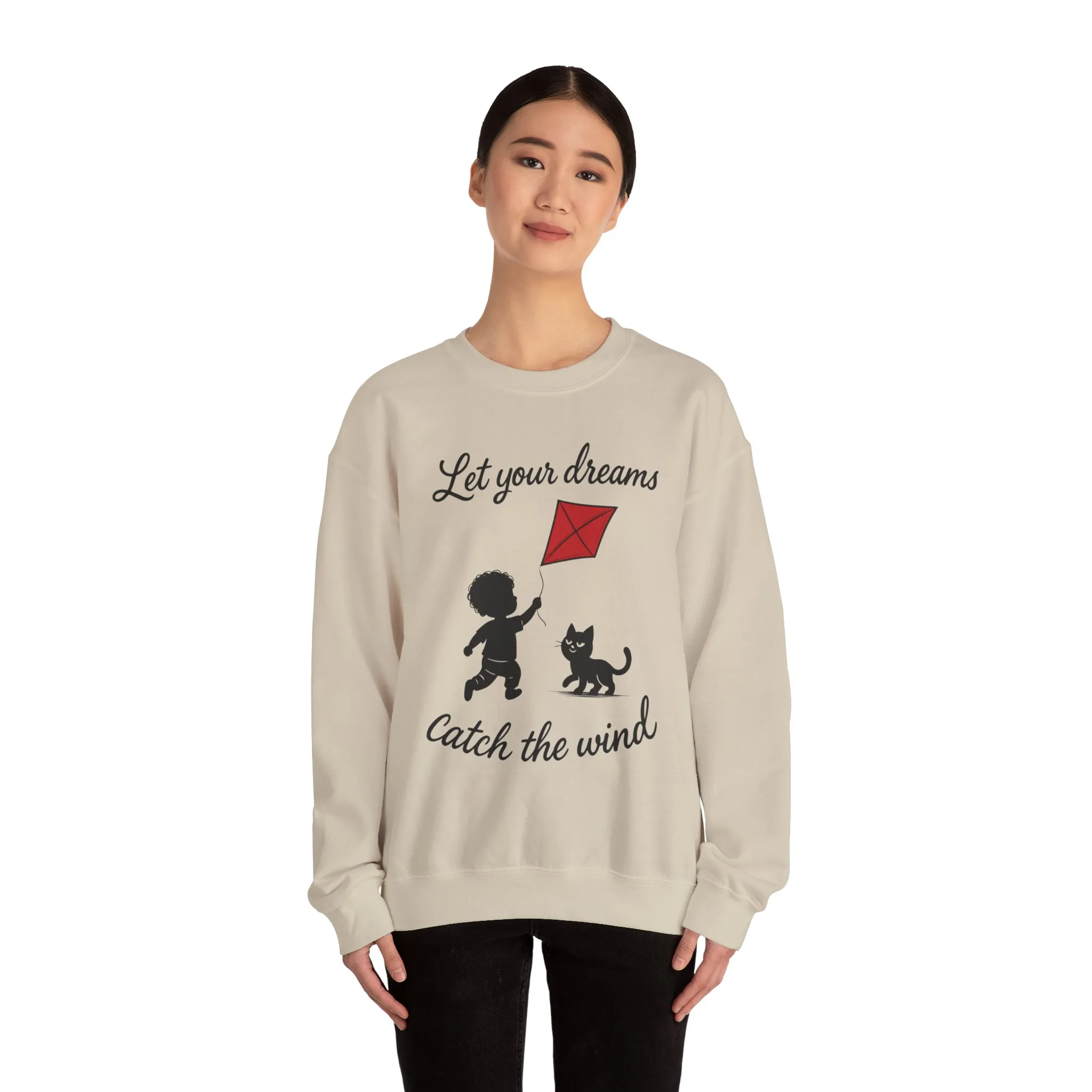 Dream Big Womens Crewneck Sweatshirt, Inspirational Gift, Cozy Lounge Wear, Cat Lover's Apparel, Kid's Motivation Sweatshirt - Image 29