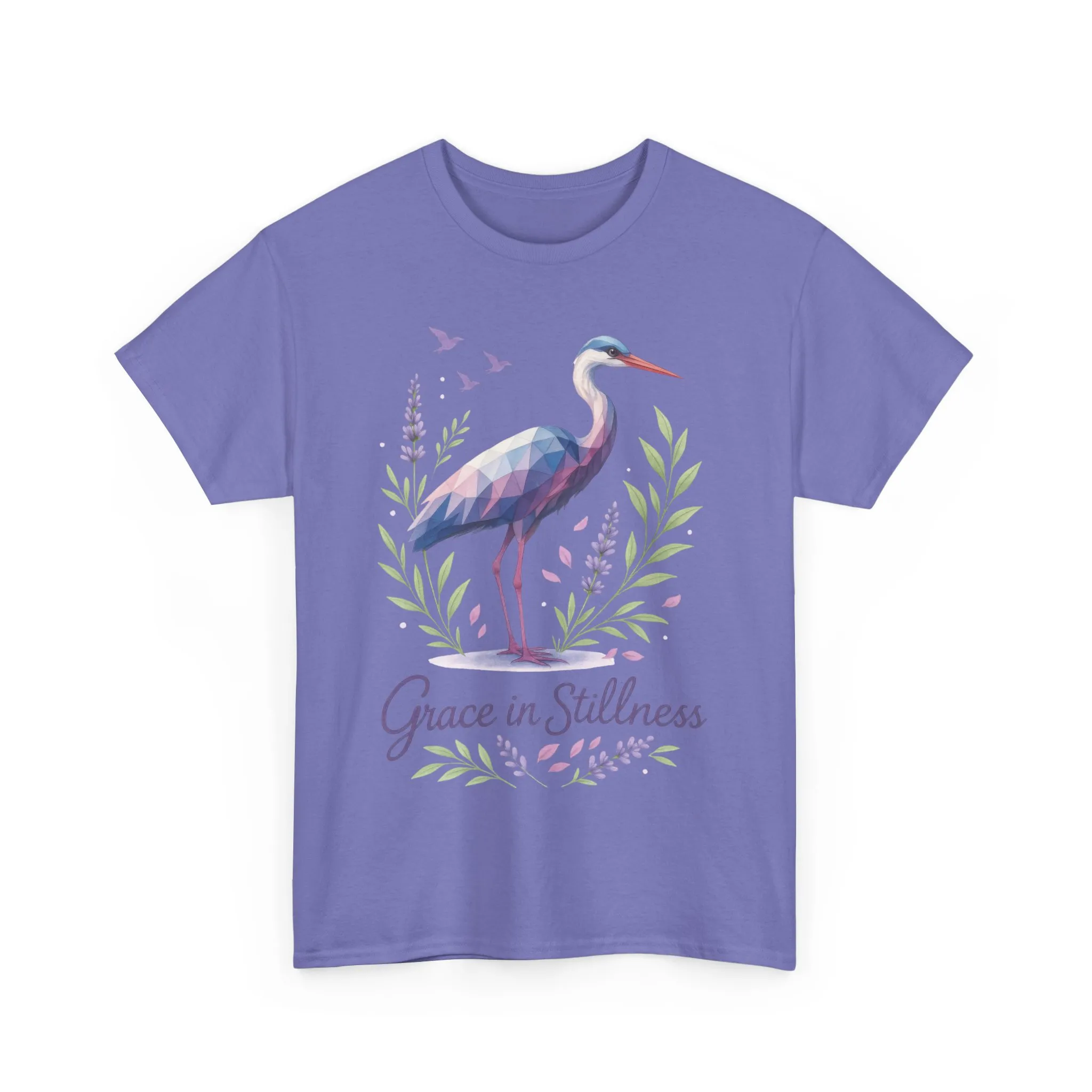 Polygonal Heron Graphic Shirt, Womens Artistic Bird Tee, Nature-Inspired Minimalist Design, Geometric Crane Tee, Bird Lovers Gift - Image 2