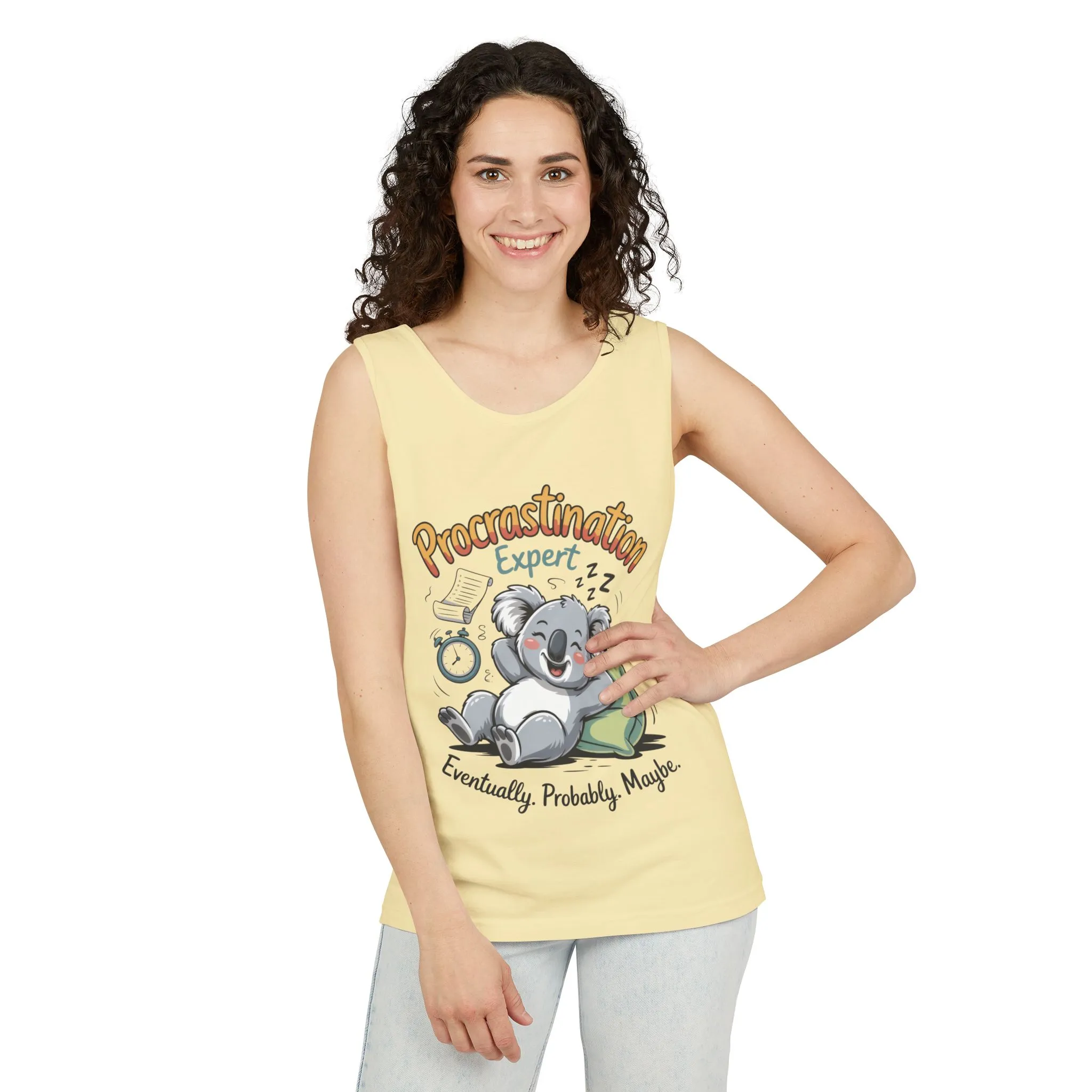 Procrastination Expert Tank Top, Funny Gift for Lazy Days, Relaxed Fit Tee, Casual Summer Wear, Koala Graphic Top, Motivational Apparel - Image 20
