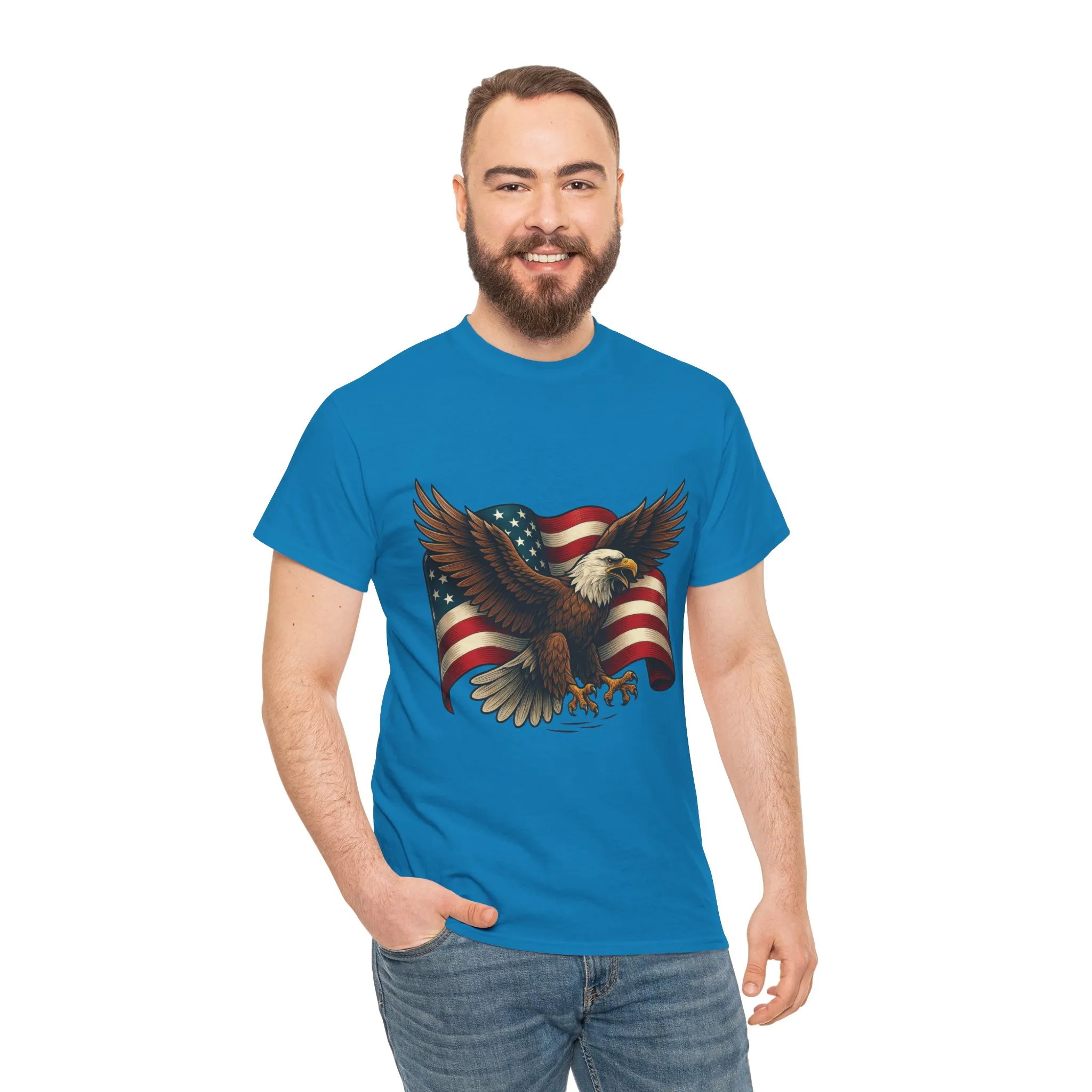 American Eagle Graphic Tee, Patriotic T-Shirt, Fourth of July Apparel, Eagle Love Shirt, Unisex Heavy Cotton Tee - Image 30
