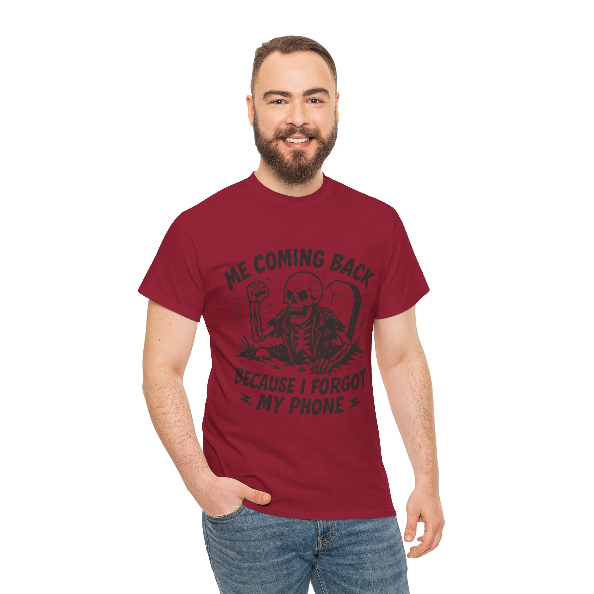 Forgot My Phone T-Shirt, Funny Skeleton Coming Back From Grave Tee, Dark Humor Shirt for Men, Humor Tee, funny skull shirt - Image 35