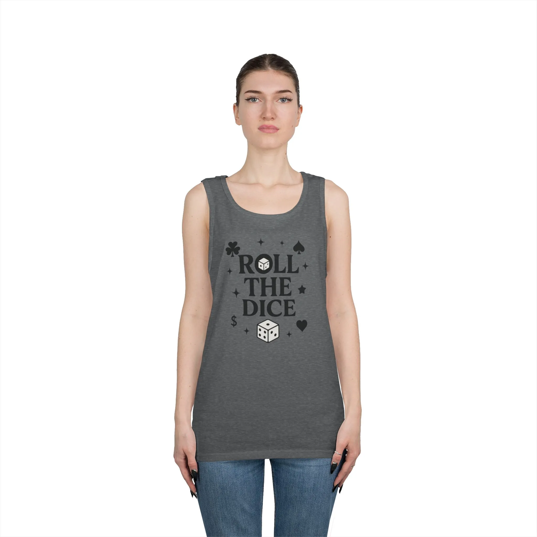 Playful Dice Tank Top, Mens Heavy Cotton Gaming Apparel, Casual Wear, Party Outfit, GYM Lover Gift, Summer Essential - Image 2