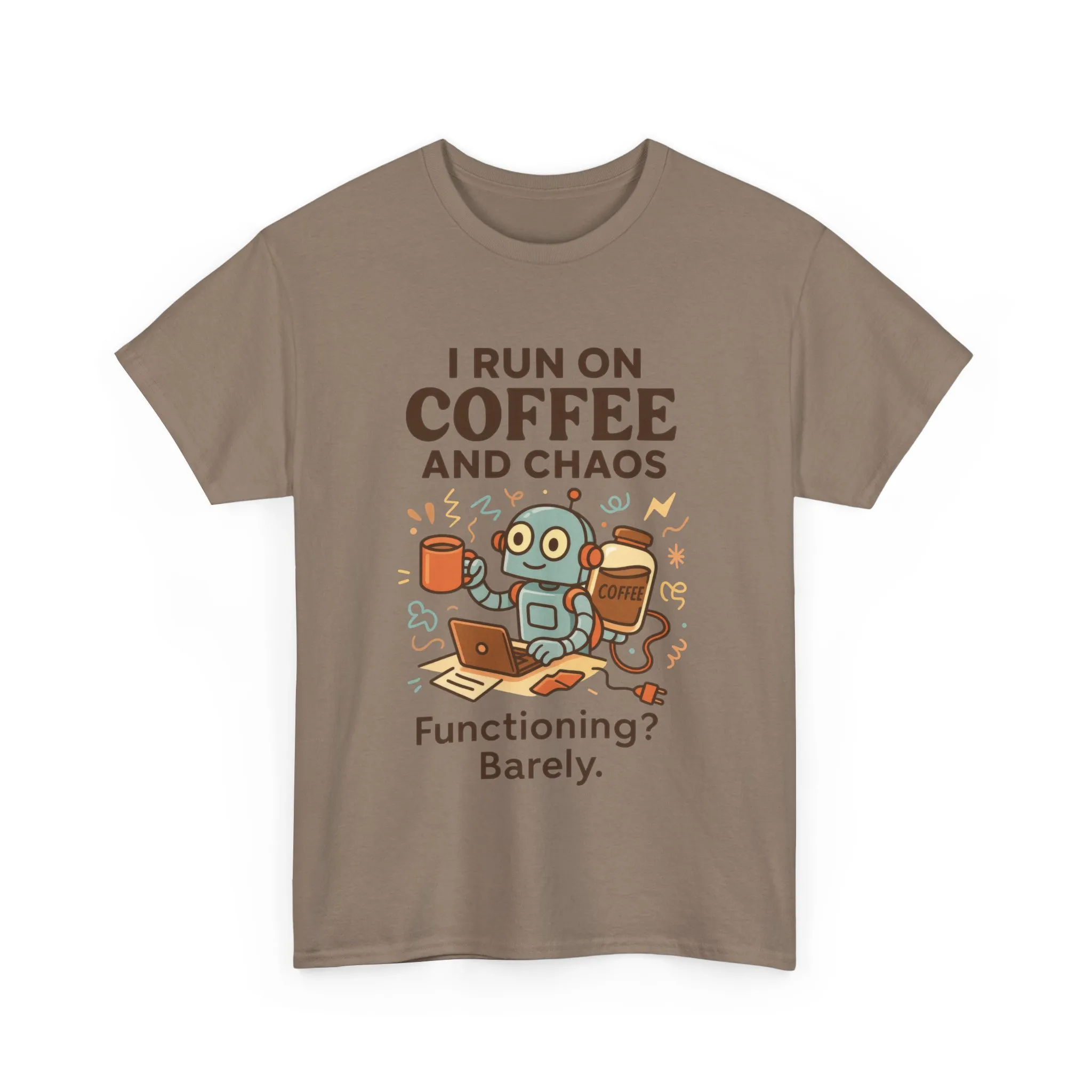 I Run on Coffee and Chaos Unisex Heavy Cotton Tee, Funny Coffee Lover Shirt, Gift for Him/Her, Work from Home Humor Tee, Relaxed Fit [...] - Image 13