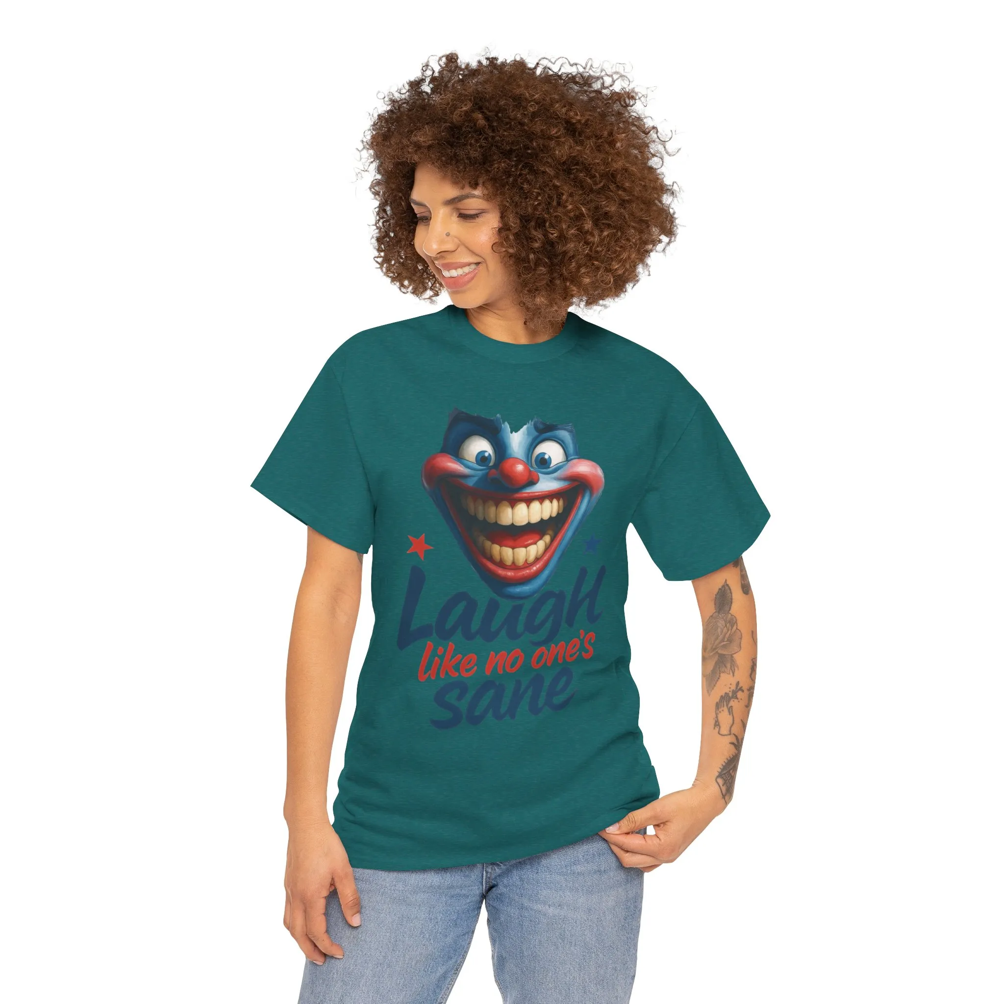 Funny Clown Face Unisex Heavy Cotton Tee, Creepy Clown Face T-Shirt, Humor T-Shirt,Clown Theme Shirt, Funny Horror Graphic Tee - Image 23