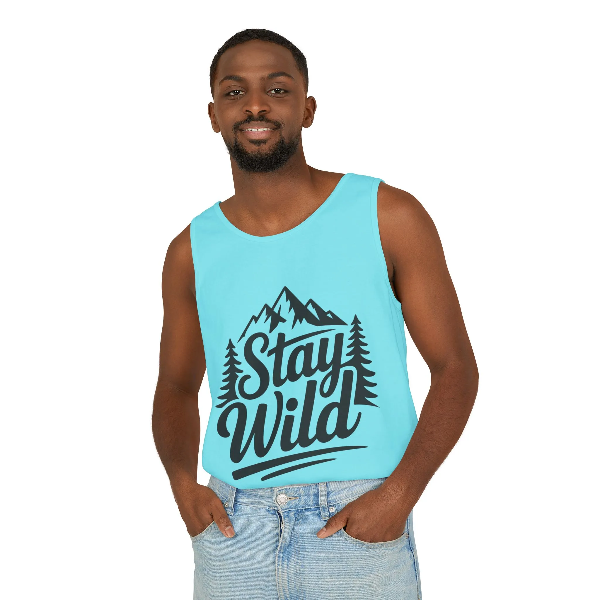Stay Wild Garment-Dyed Mens Tank Top, Boho Summer Top, Adventure Shirt, Nature Lover Apparel, Gift for Hikers, Outdoor Clothing - Image 39
