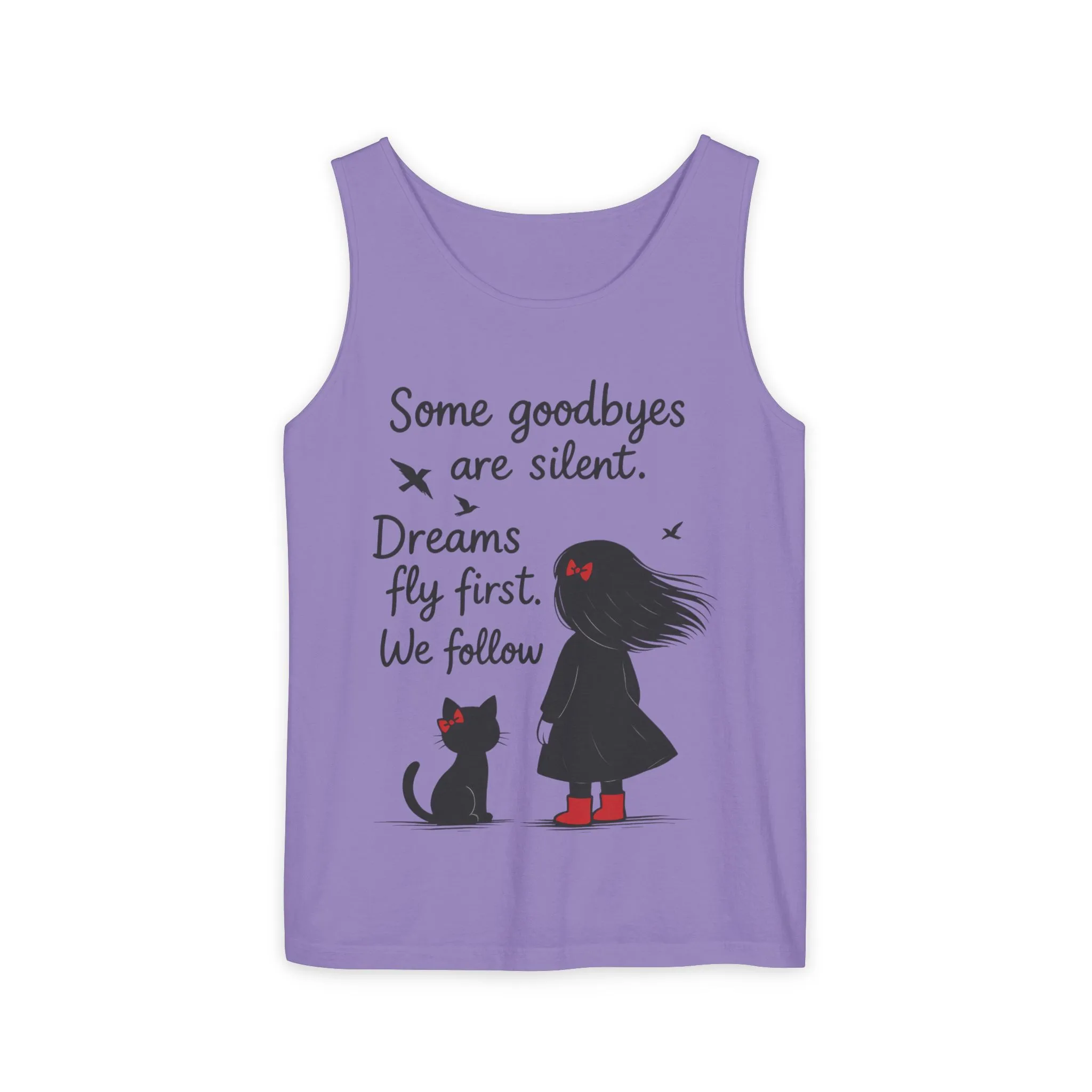 Minimalist Tank Top, Womens Tank, Girl & Cat Art Print, Emotional Lightweight Summer Shirt, Inspirational Apparel, Cat Lover Gift - Image 22