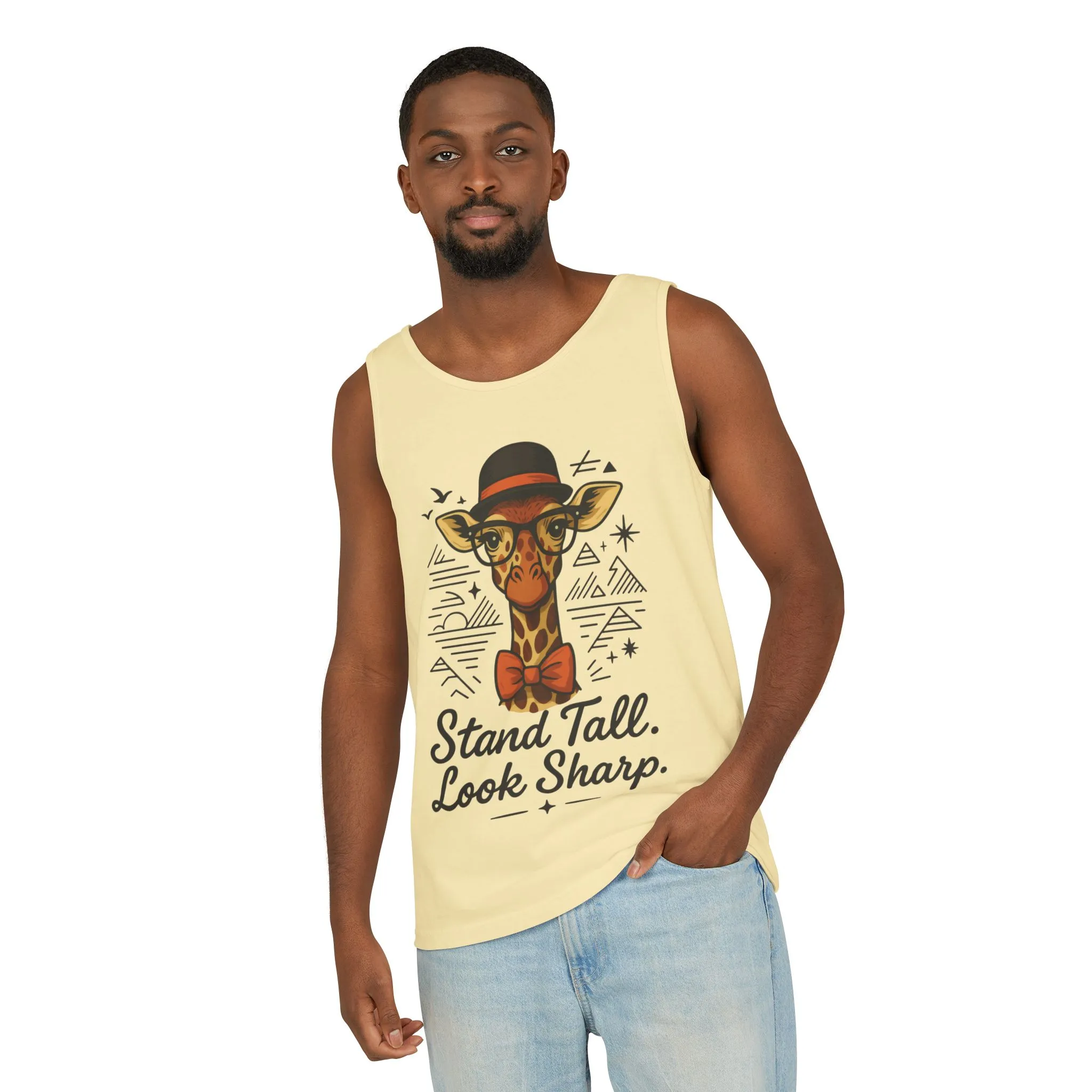 Giraffe Inspirational Tank Top, Stand Tall Look Sharp Shirt, Unisex Summer Apparel, Cute Animal Gift, Zoo Lover's Fashion - Image 2