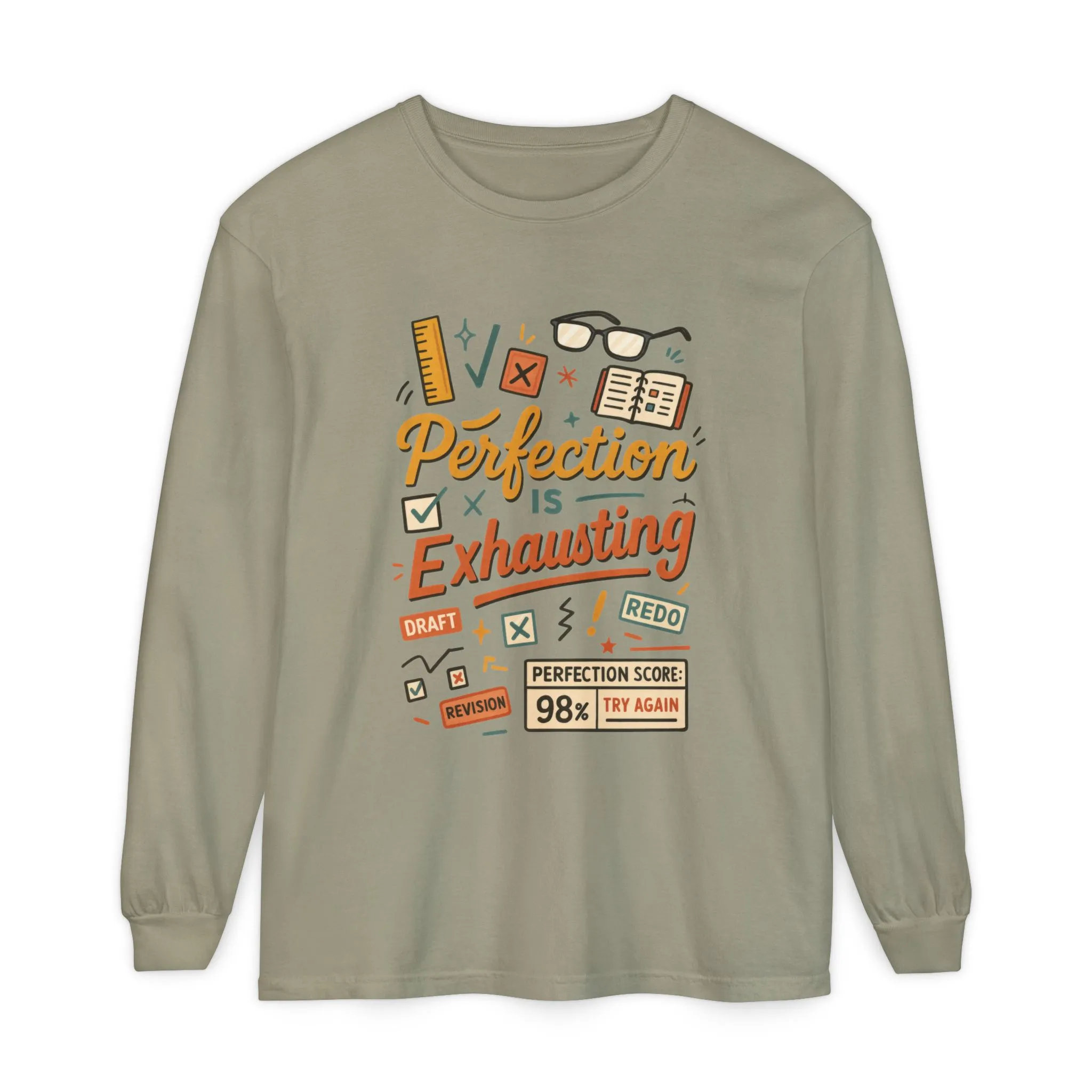 Stress Relief Long Sleeve Tee, Perfect for Perfectionists, Humorous Gift, Back-to-School, Gift for Graduates, Motivational Apparel - Image 29