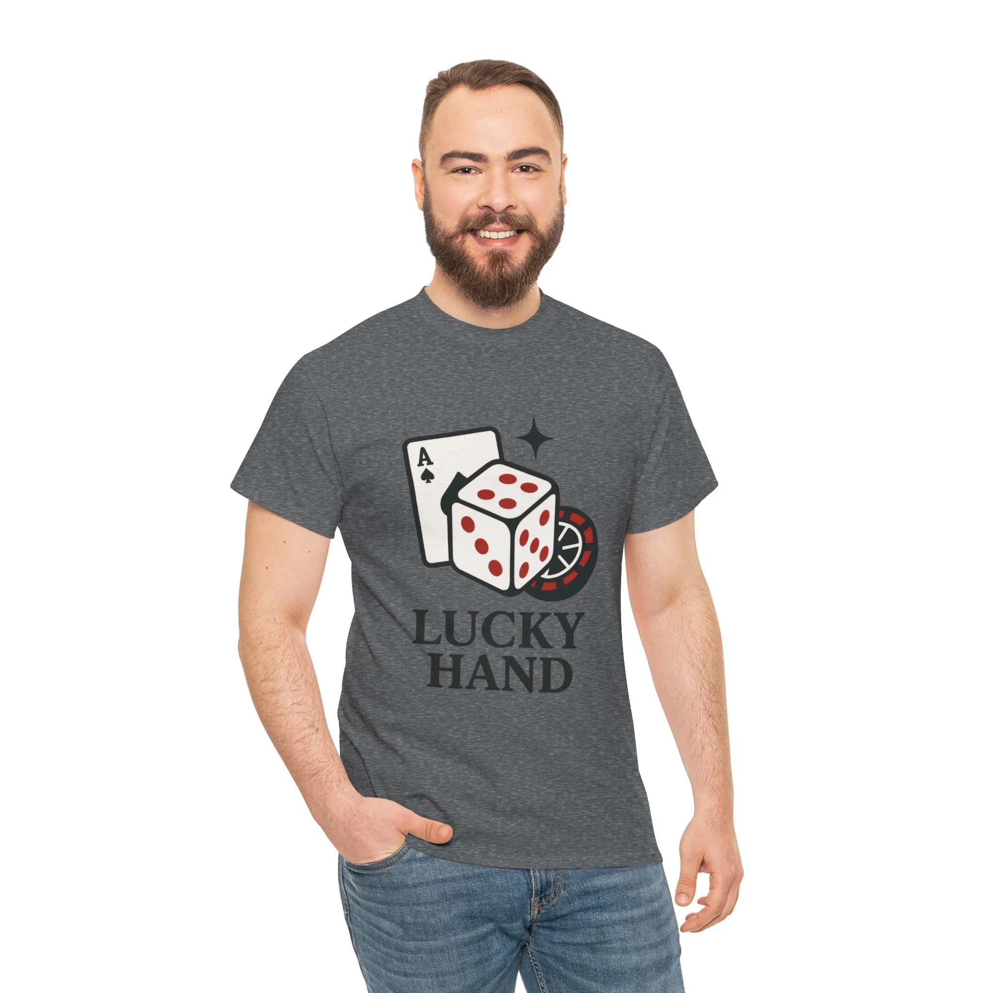 Lucky Hand Unisex Heavy Cotton Tee, Gambling Shirt, Casino Wear, Good Luck Gift, Poker T-Shirt, Casual Vintage Style - Image 8
