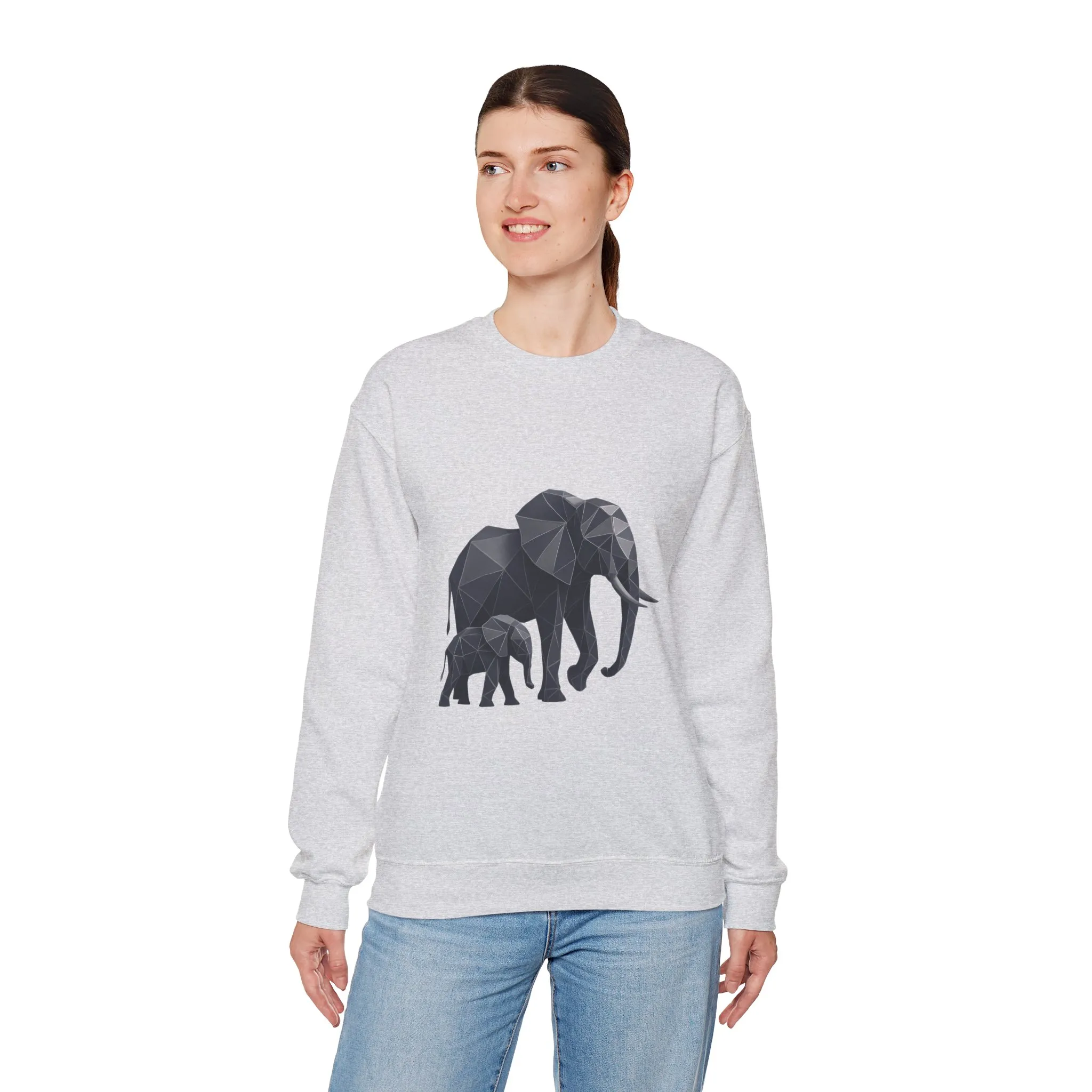 Geometric Elephant Sweatshirt, Cozy Unisex Crewneck, Animal Lover Gift, Nature Inspired Apparel, Eco-Friendly Fashion, Gift for Her - Image 6
