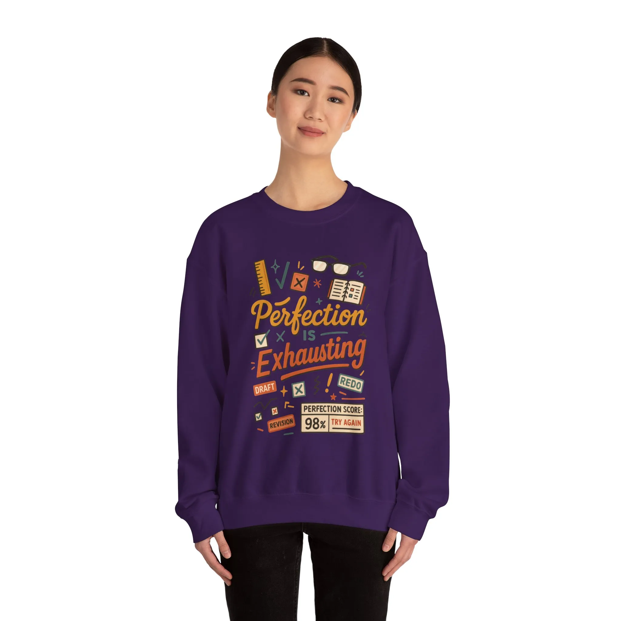 Exhausting Perfection Crewneck Sweatshirt, Funny Gift for Students, Cozy Unisex Sweater, Gift for Graduates, Motivational Apparel - Image 46