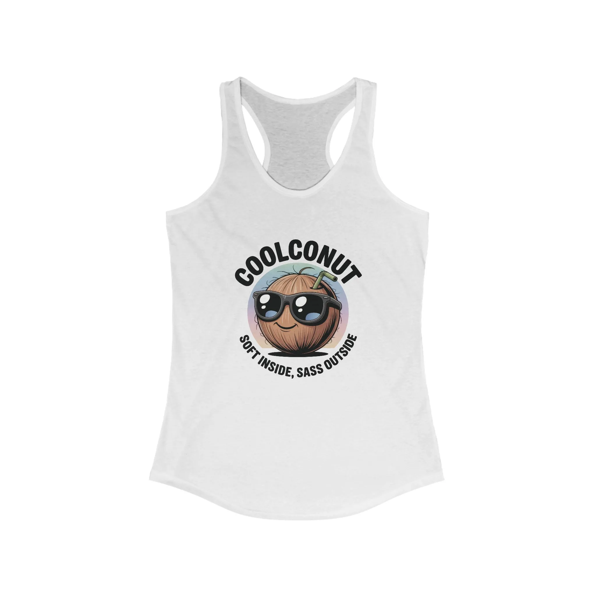 Coolconut Women's Racerback Tank - Soft Inside Sass Outside, Funny Summer Top, Beachwear, Casual Wear, Gift for Friends - Image 3