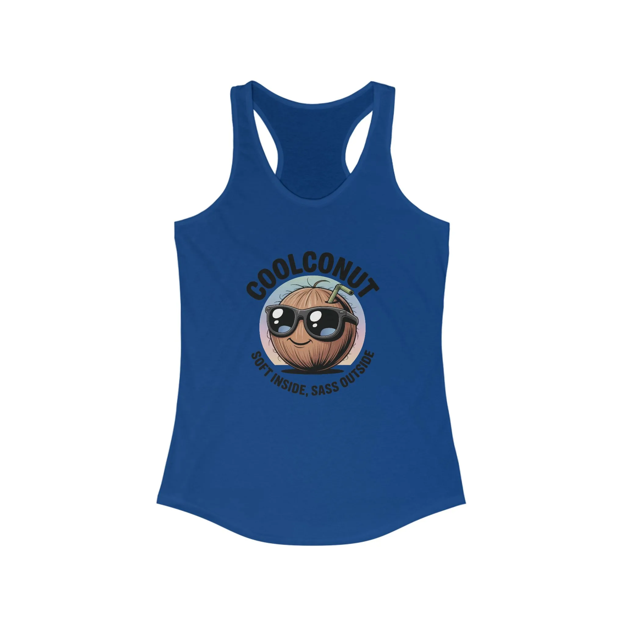 Coolconut Women's Racerback Tank - Soft Inside Sass Outside, Funny Summer Top, Beachwear, Casual Wear, Gift for Friends