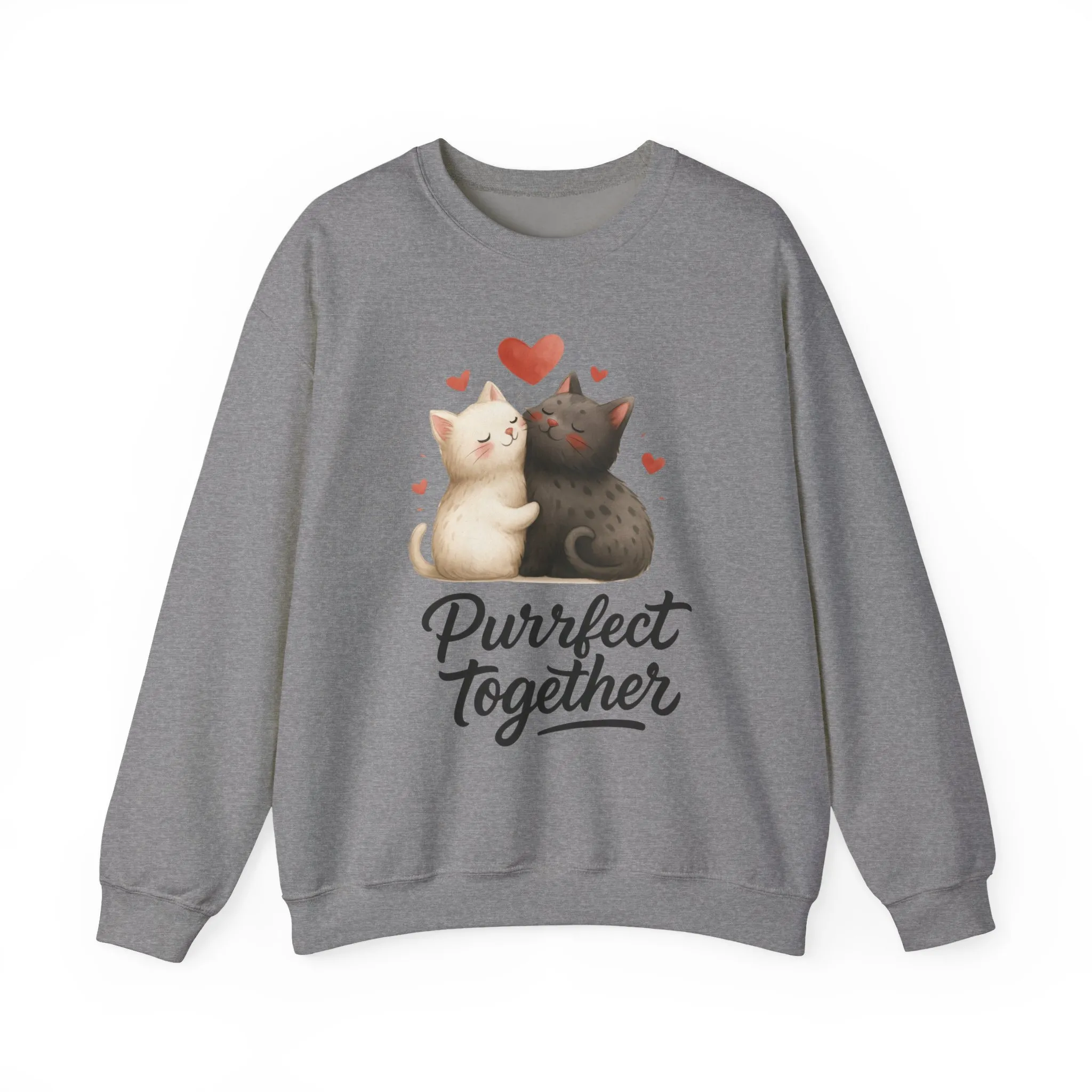 Cute Cat Couple Womens Sweatshirt, Purrfect Together Sweater, Gift for Cat Lovers, Cozy Crewneck for Valentine's Day, Animal Lover Apparel - Image 31