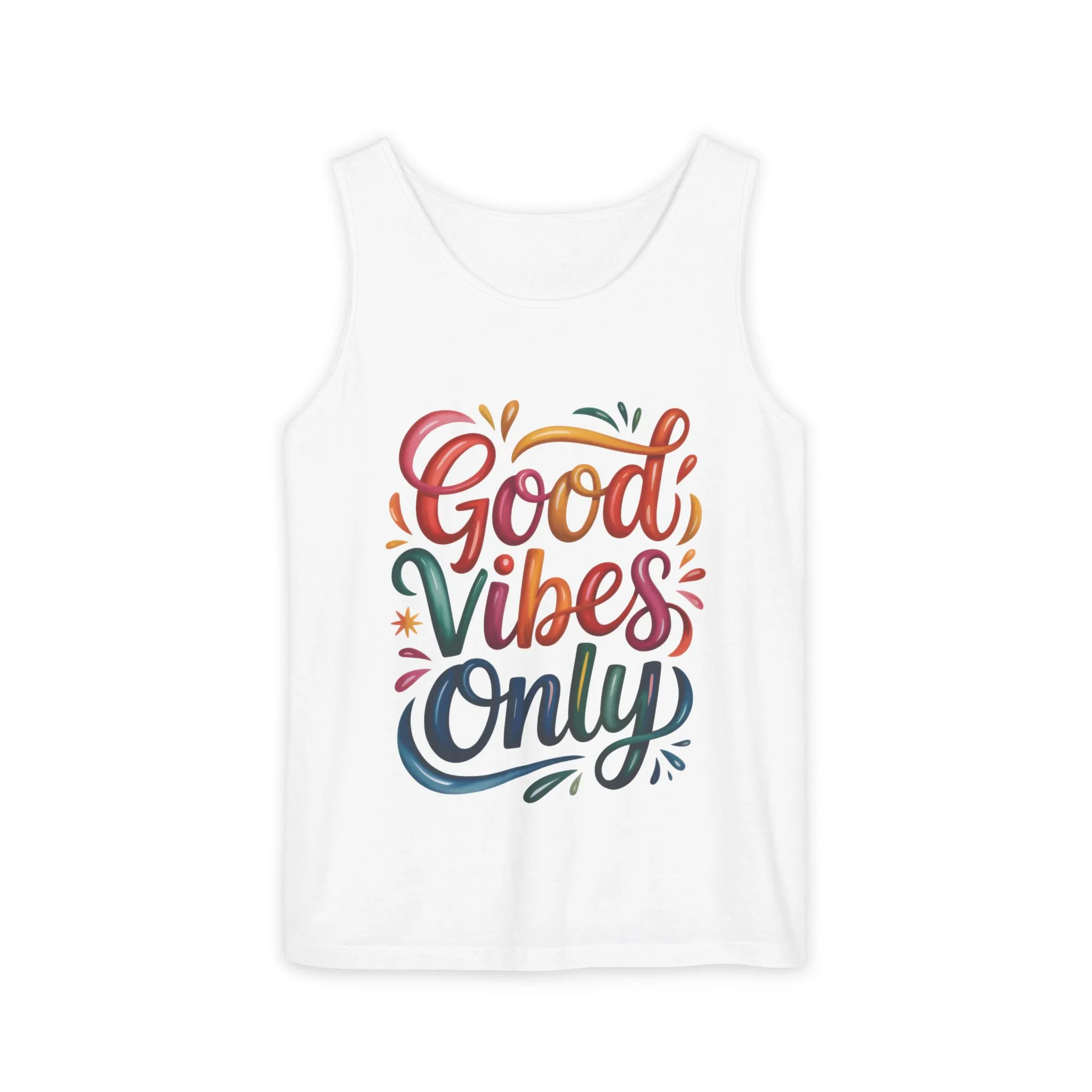 Good Vibes Only Womens Garment-Dyed Tank Top, Summer Casual Wear, Festival Outfit, Beach Day Tee, Gift for Friends, Positive Vibes Apparel - Image 3