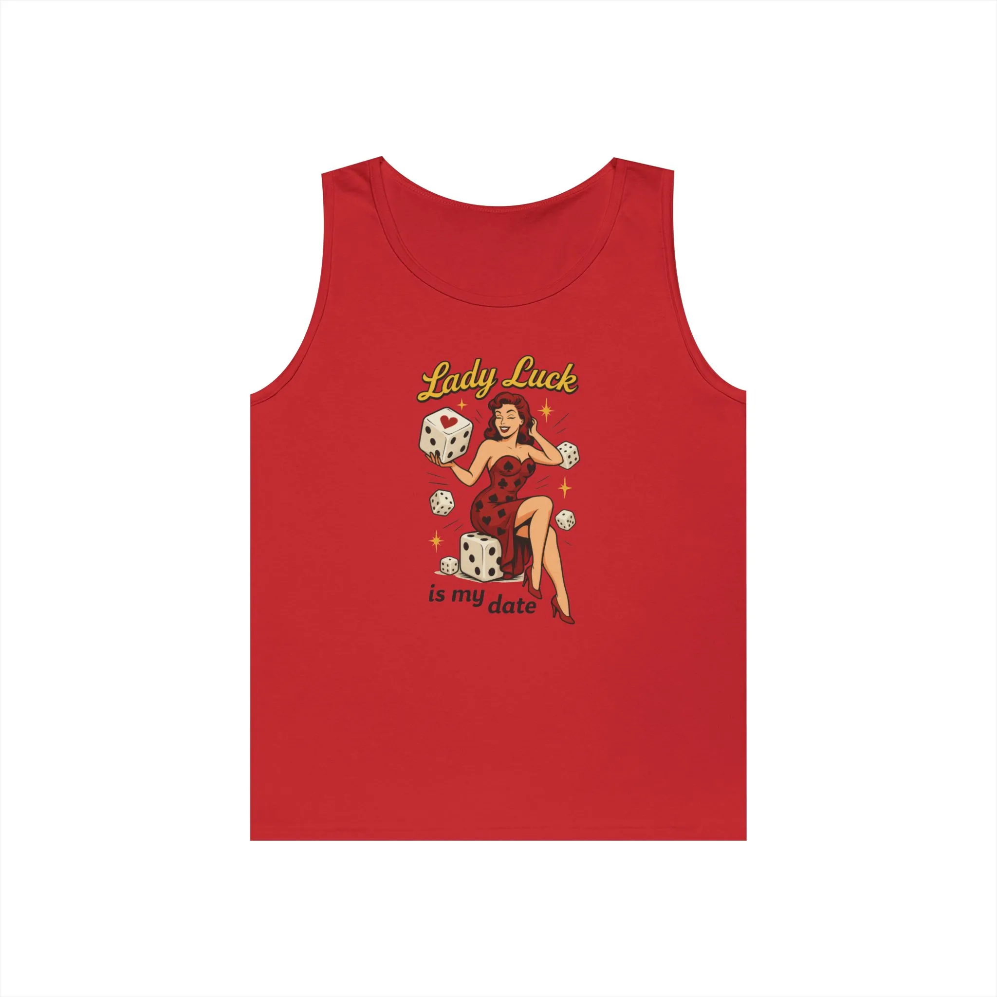 Lucky Me Tank Top, Retro Lady Luck Tee for Men, Gambling & Dice Themed Tee, Vintage Pin-Up Vegas Gift, Good Luck Gifts, for Luck Enthusiasts - Image 15