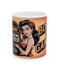 Born to Gamble Coffee Mug, Retro Pin-Up Girl Slot Machine Cup, Vintage Vegas Gift for Casino Lovers,Fun Gift for Gamblers, for Poker Nights