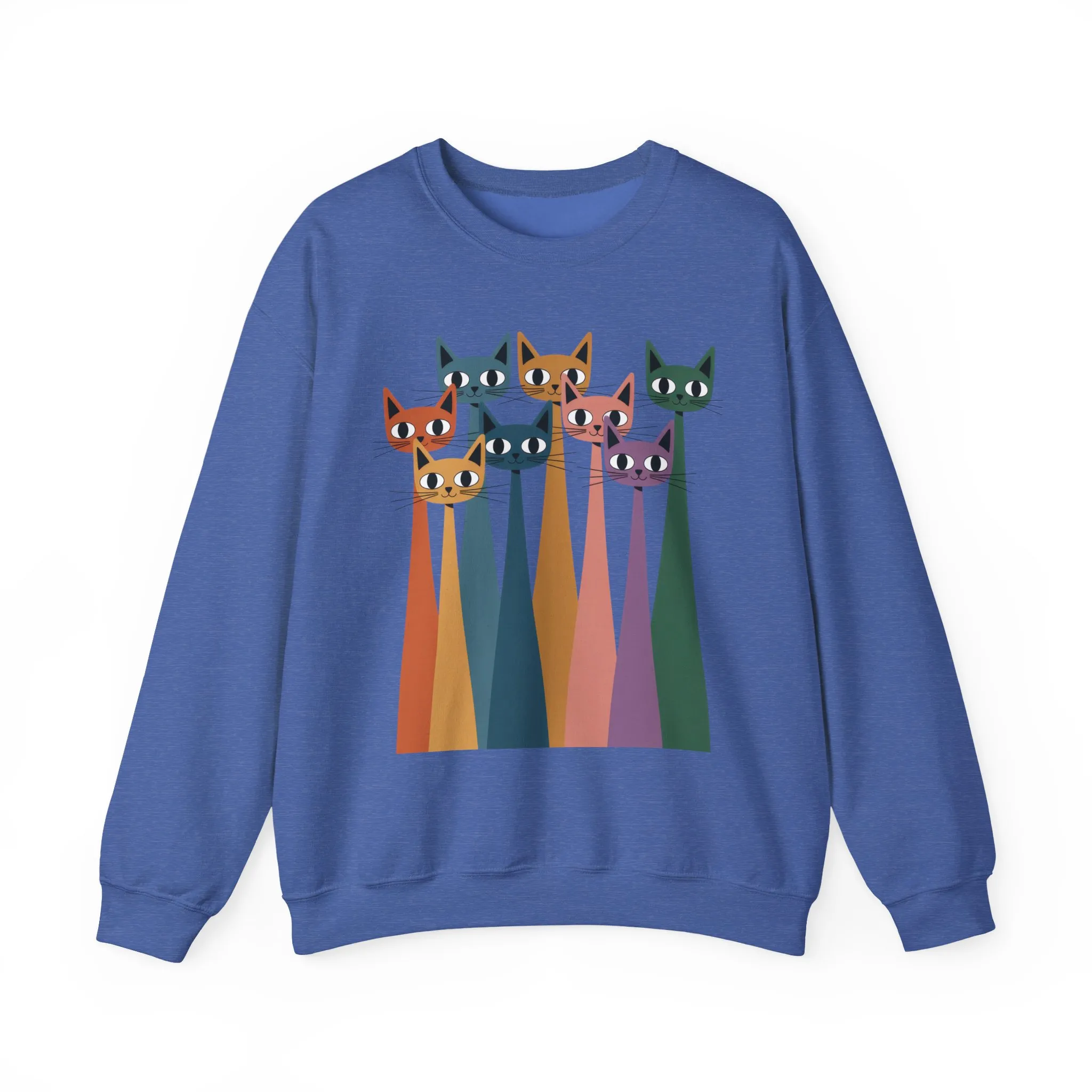 Colorful Cat Sweatshirt, Cozy Crewneck, Cat Lover Gift, Womens Sweatshirt, Cute Animal Apparel, Fun Gift for Cat Owners - Image 19